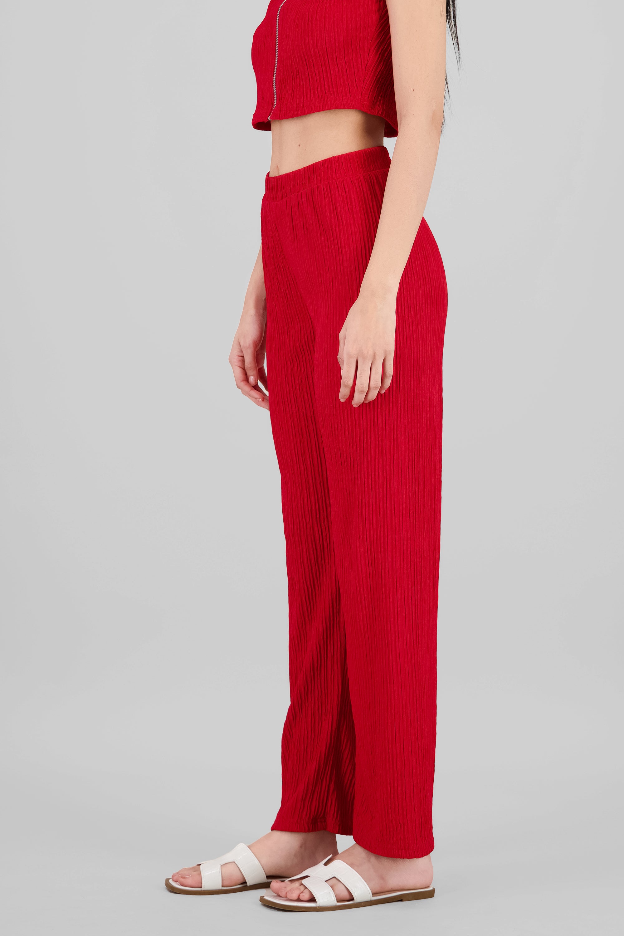 Textured Flowing Pants POPPY RED