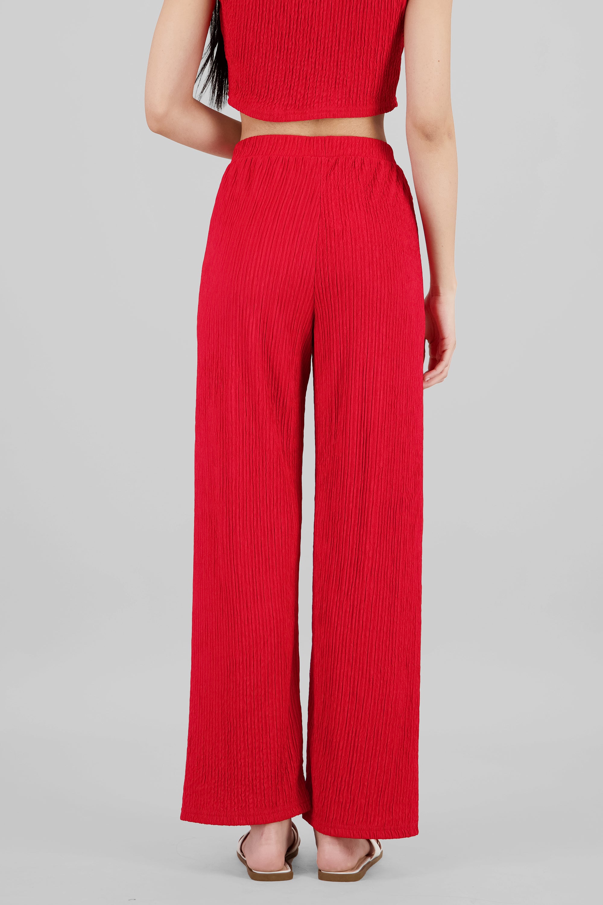 Textured Flowing Pants POPPY RED