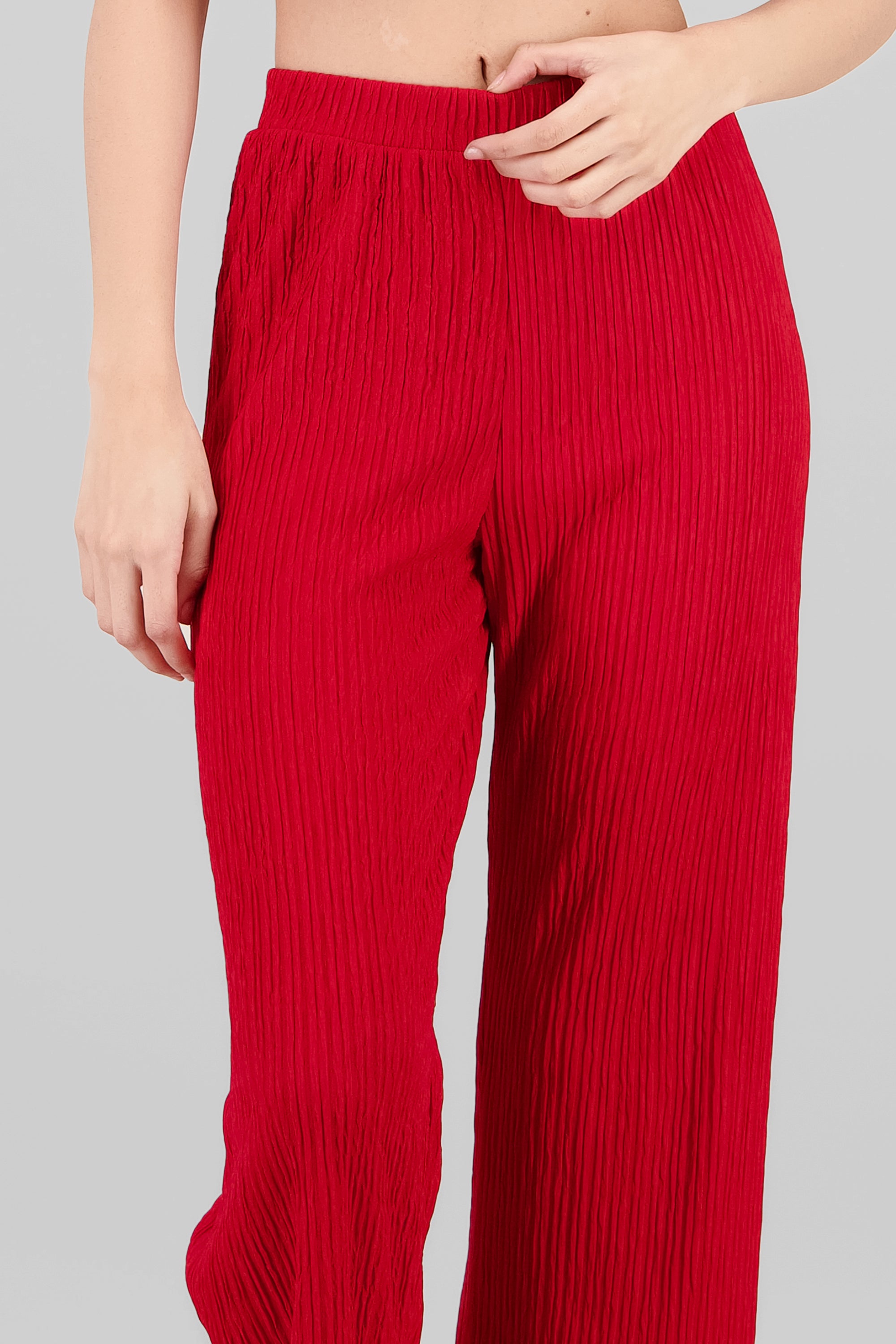 Textured Flowing Pants POPPY RED