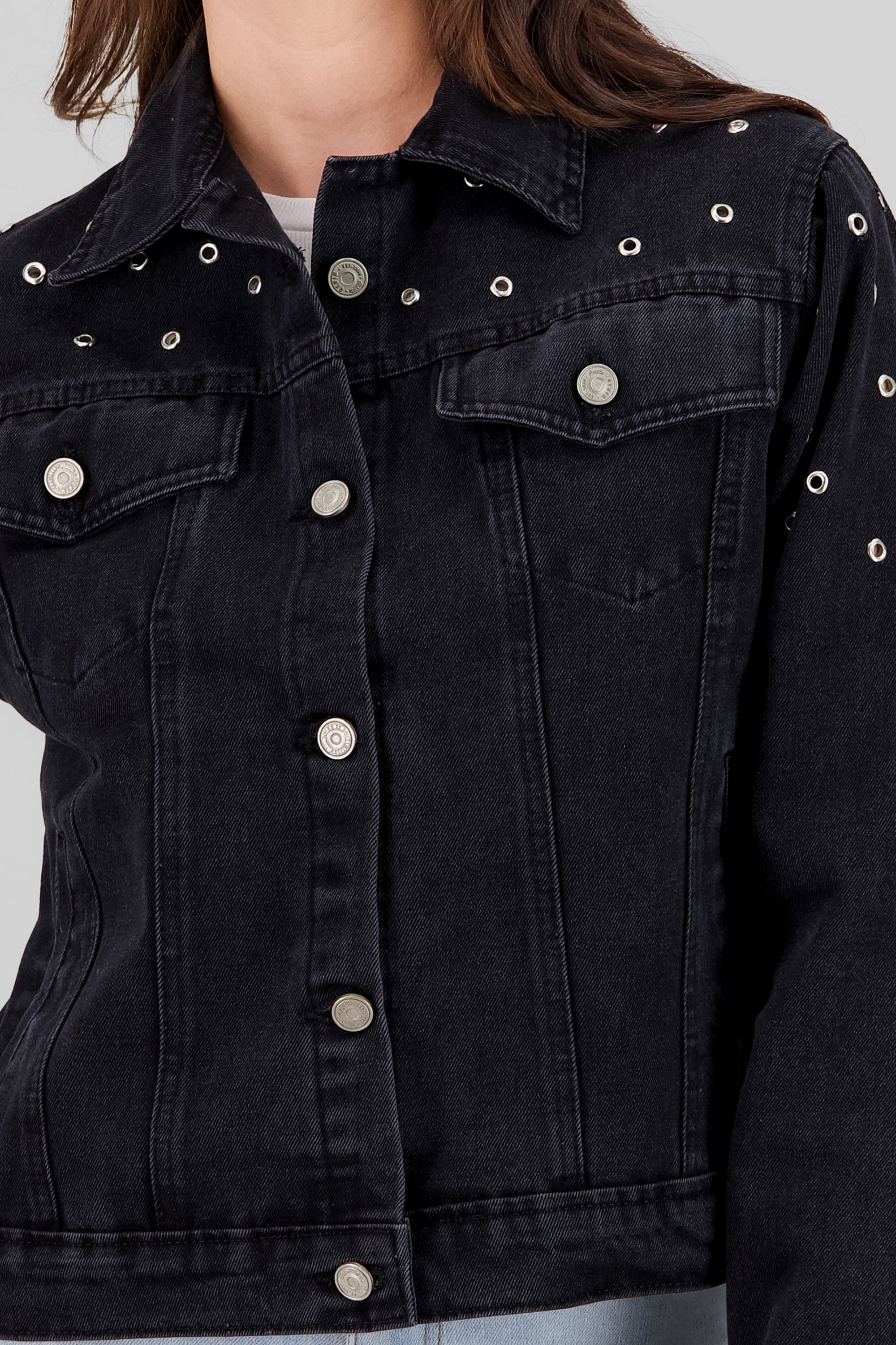 Eyelets Trucker Jacket BLACK