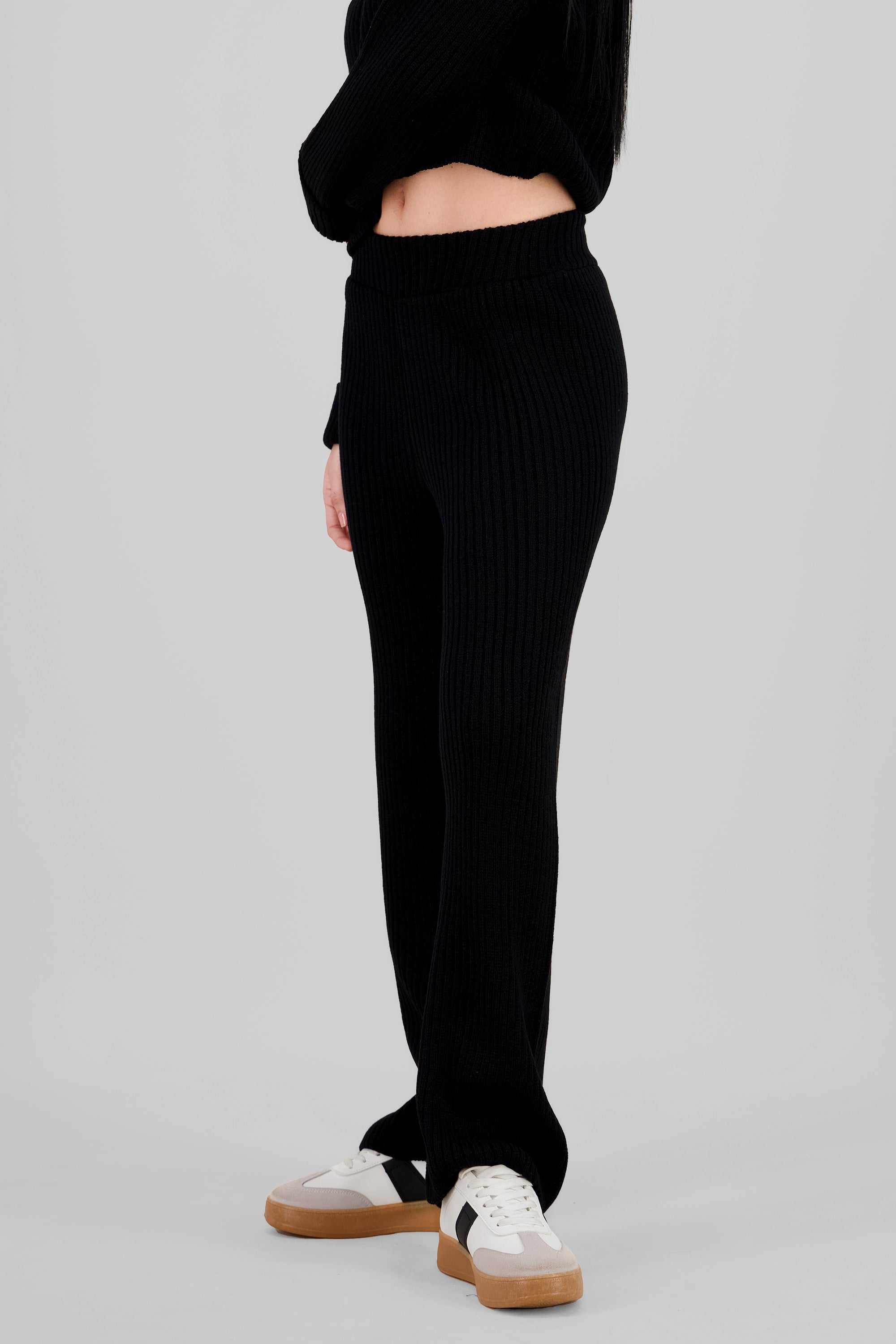 Ribbed Knit Pants BLACK