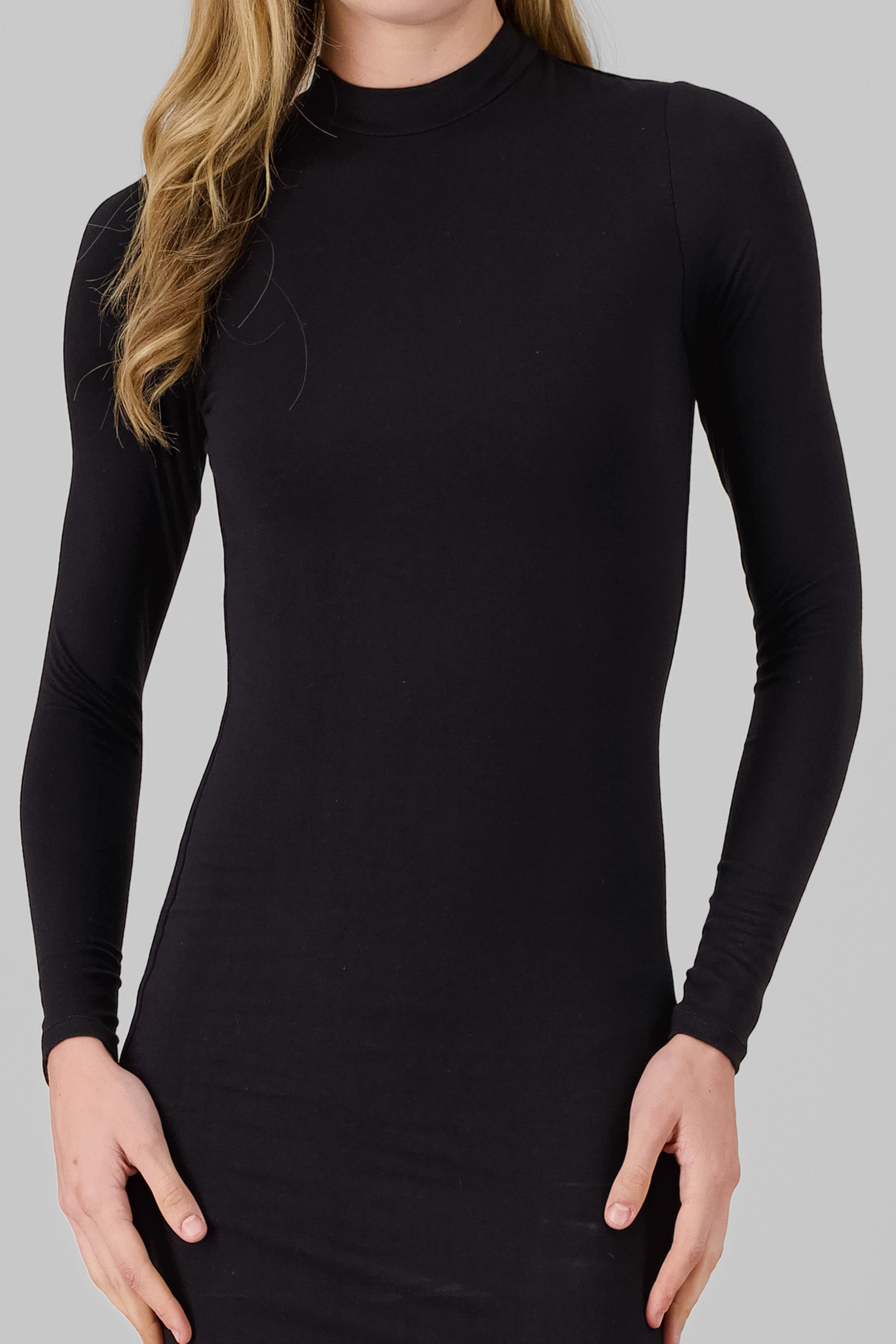 Long Sleeve Mini Dress BLACK