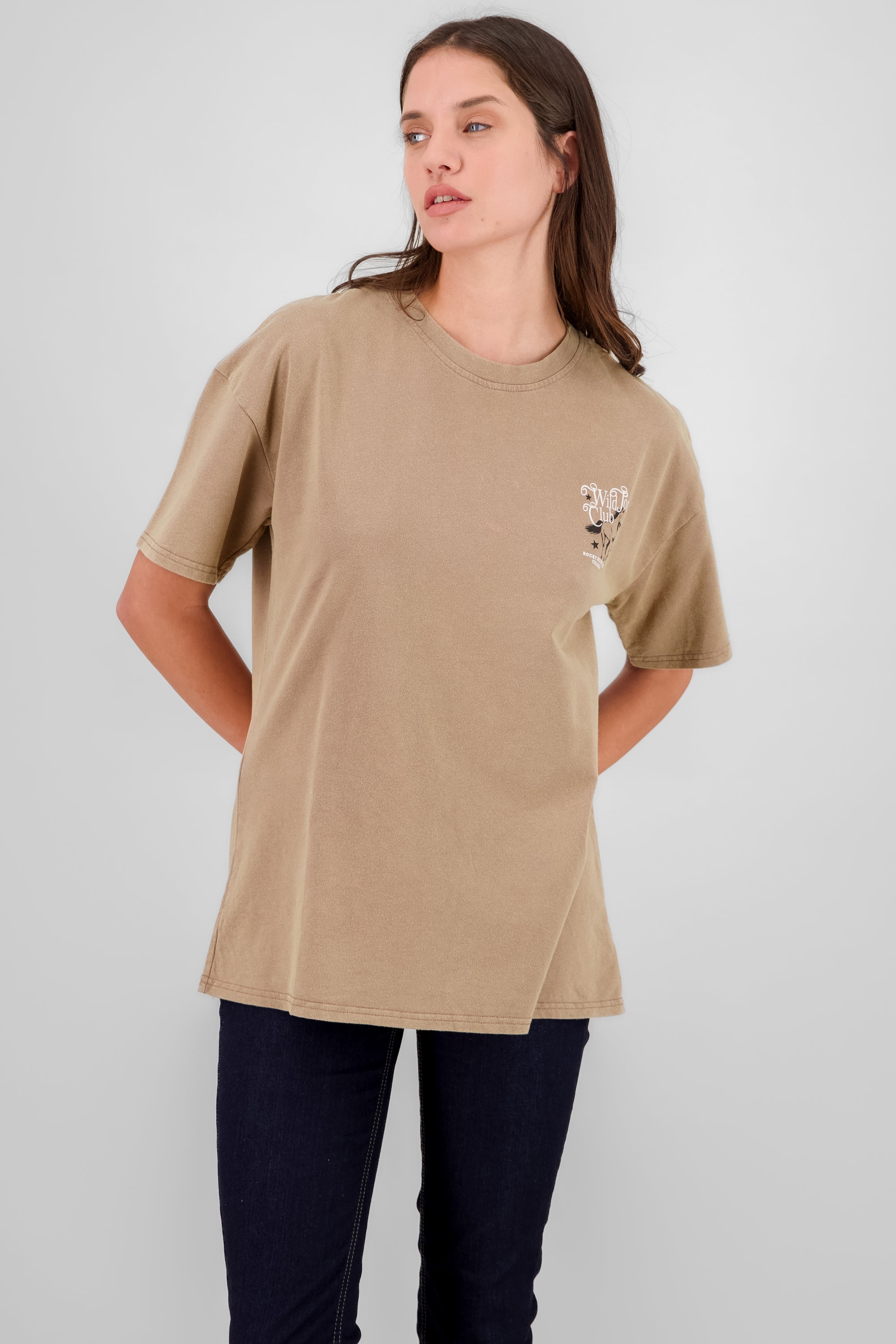 Oversized Print T Shirt BROWN COMBO