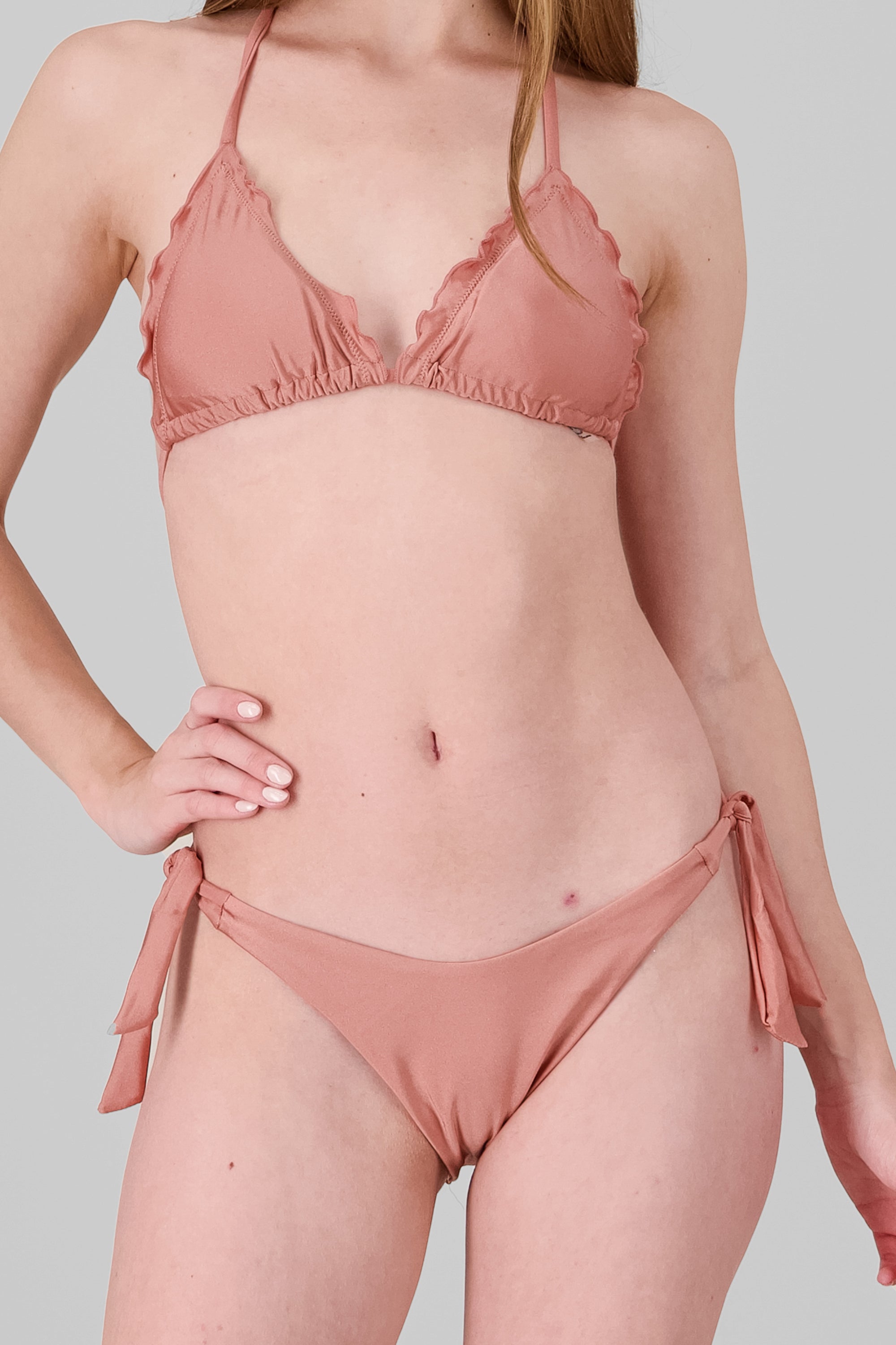 Satin Ruffle Bikini CORAL