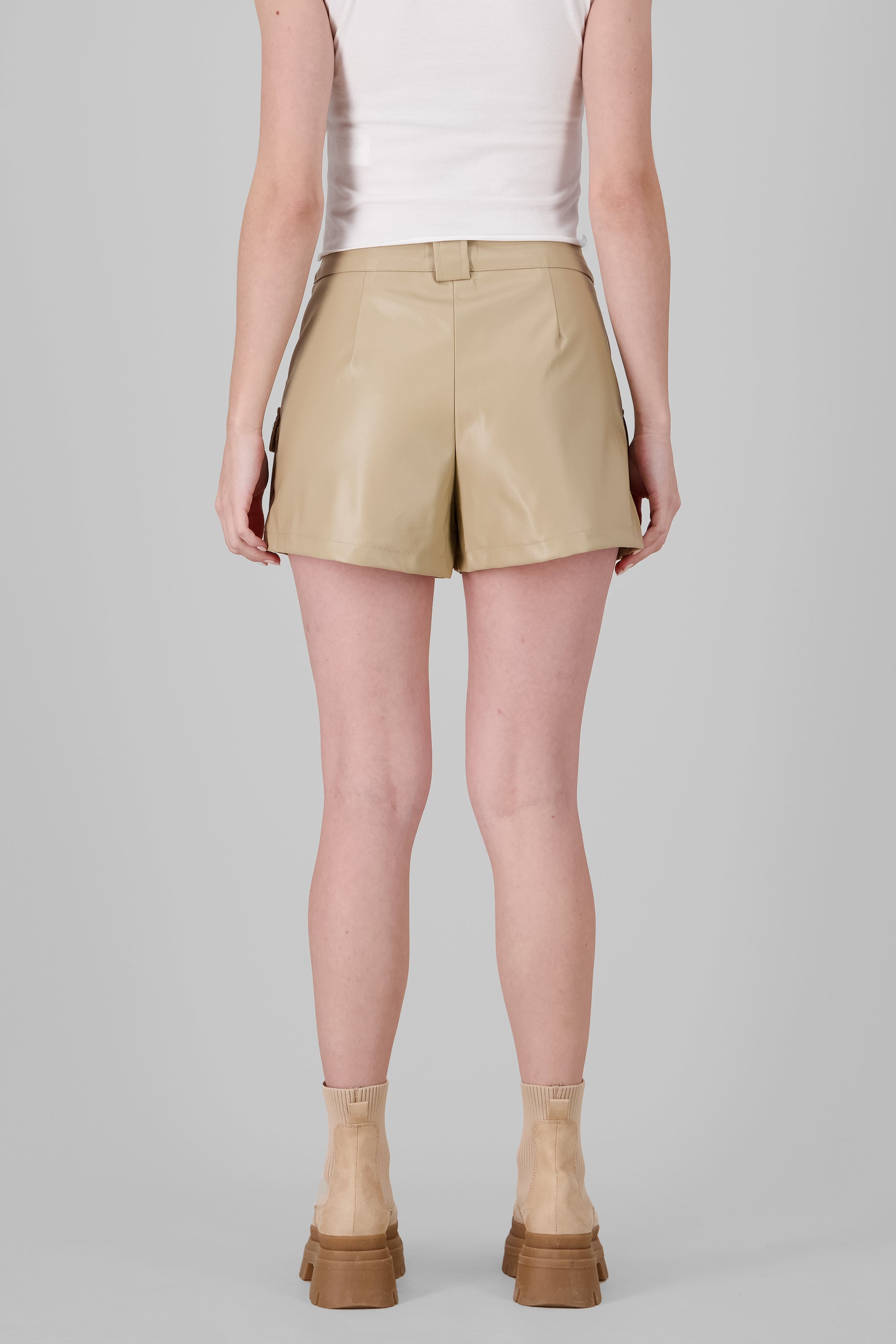 Faux Leather Skort KHAKI