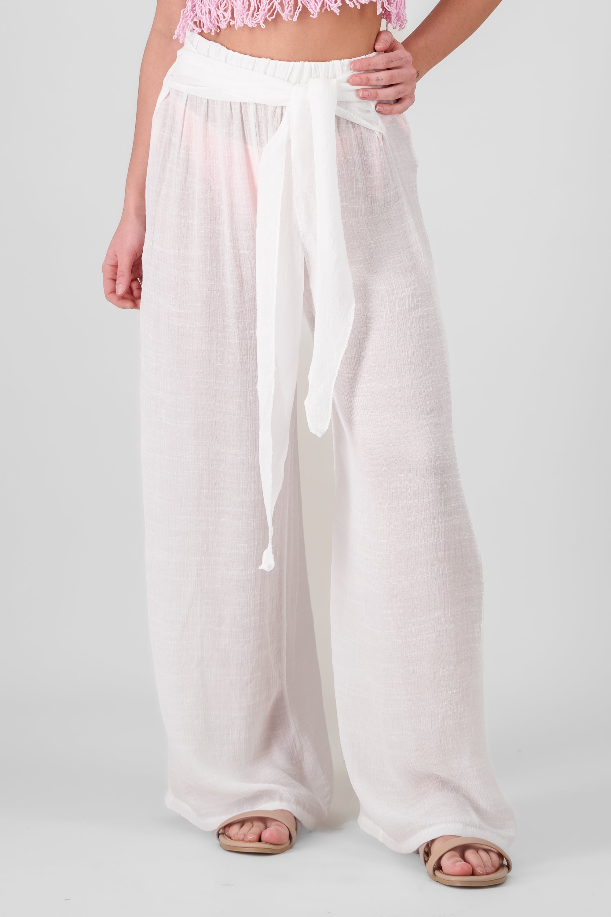 Belted Knot Pants WHITE