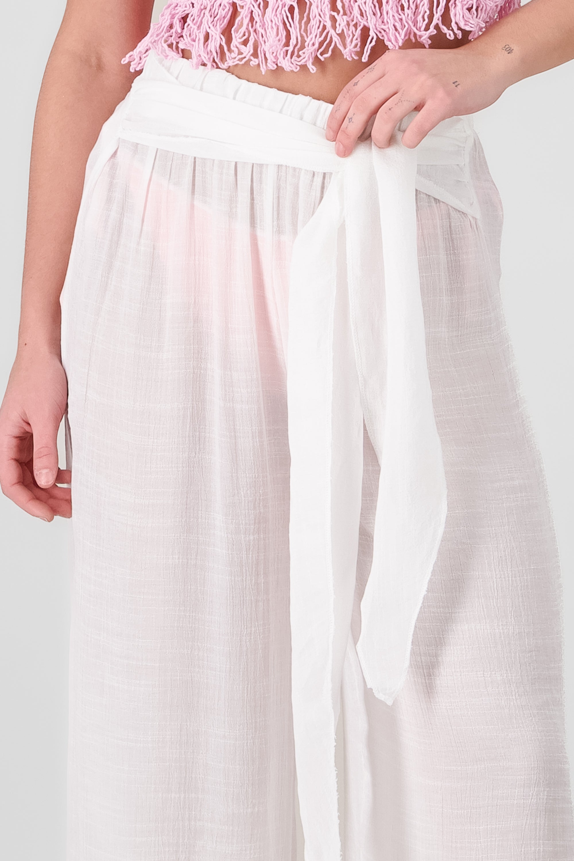 Belted Knot Pants WHITE