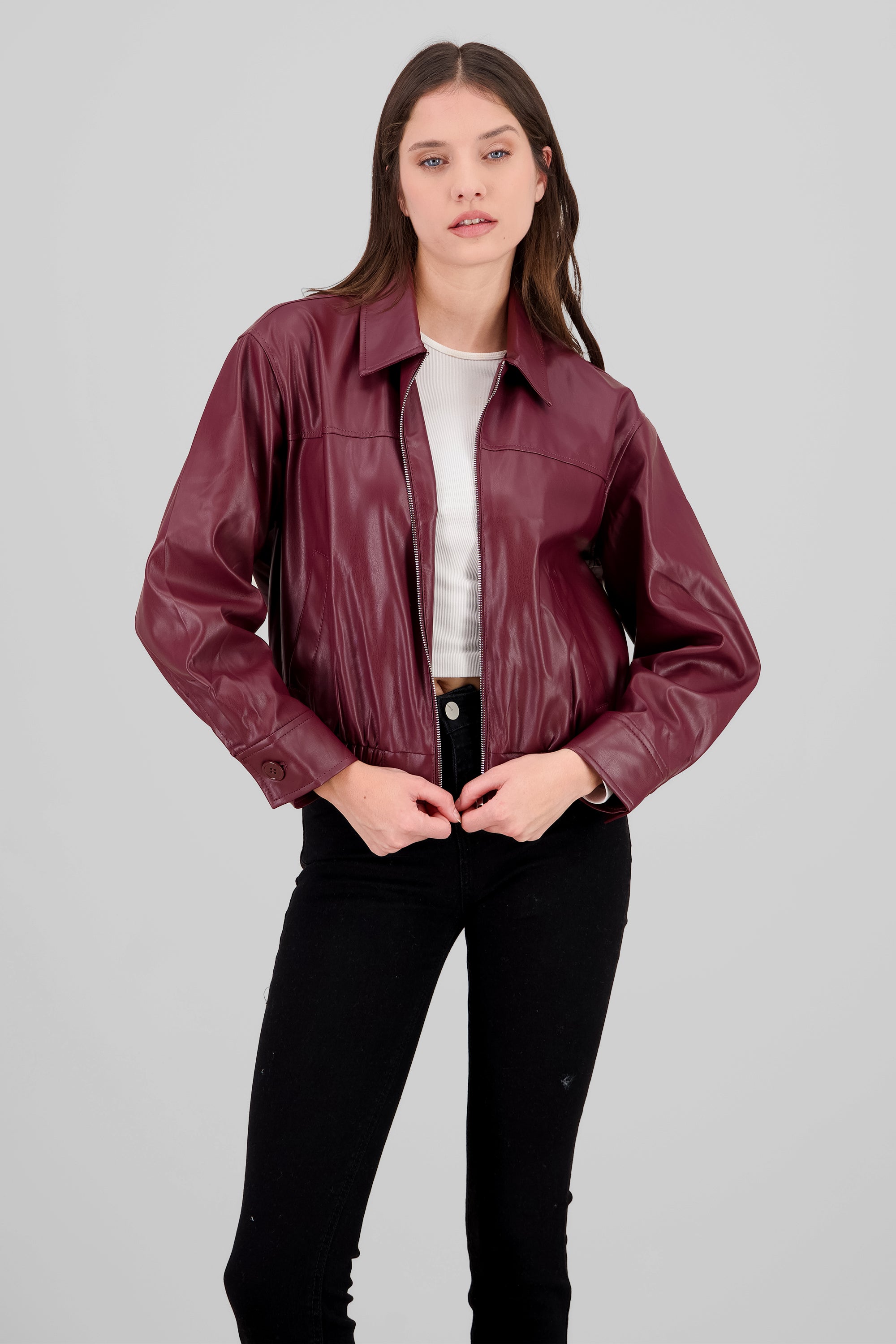 Faux leather Jacket BURGUNDY