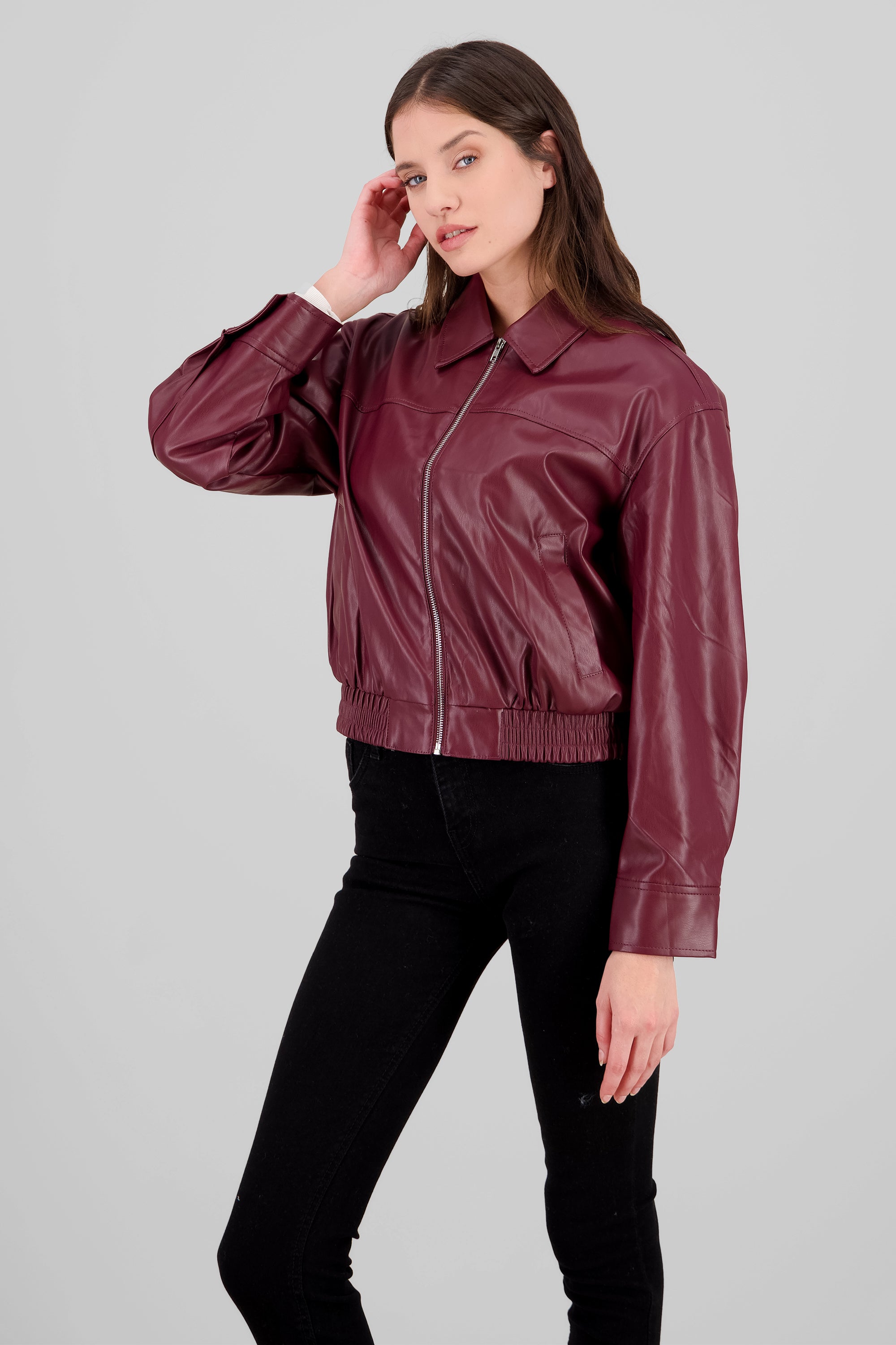 Faux leather Jacket BURGUNDY