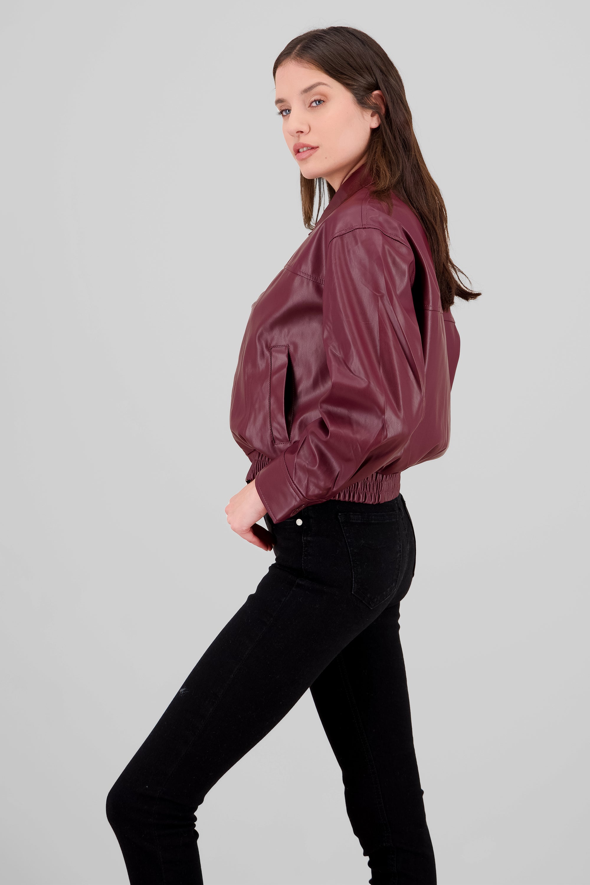 Faux leather Jacket BURGUNDY