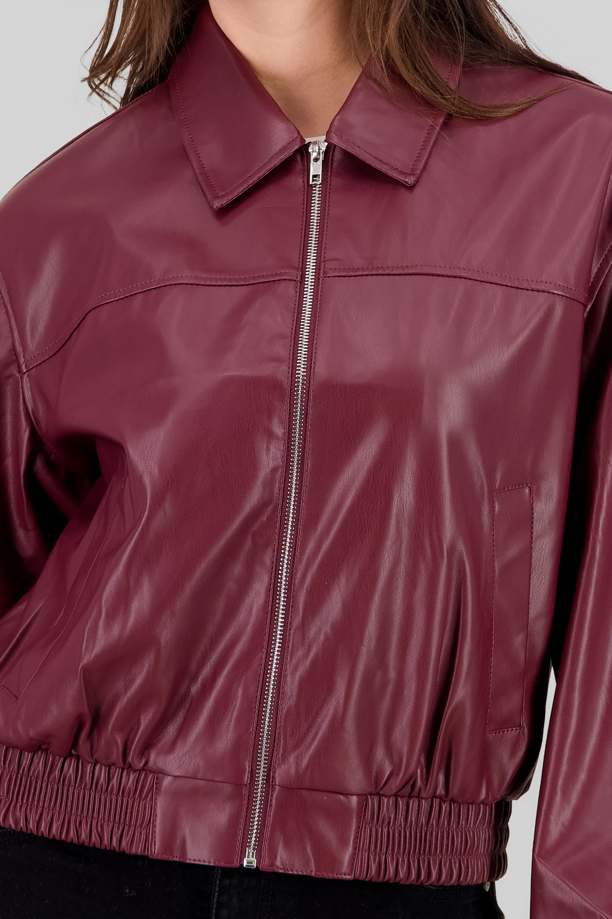 Faux leather Jacket BURGUNDY