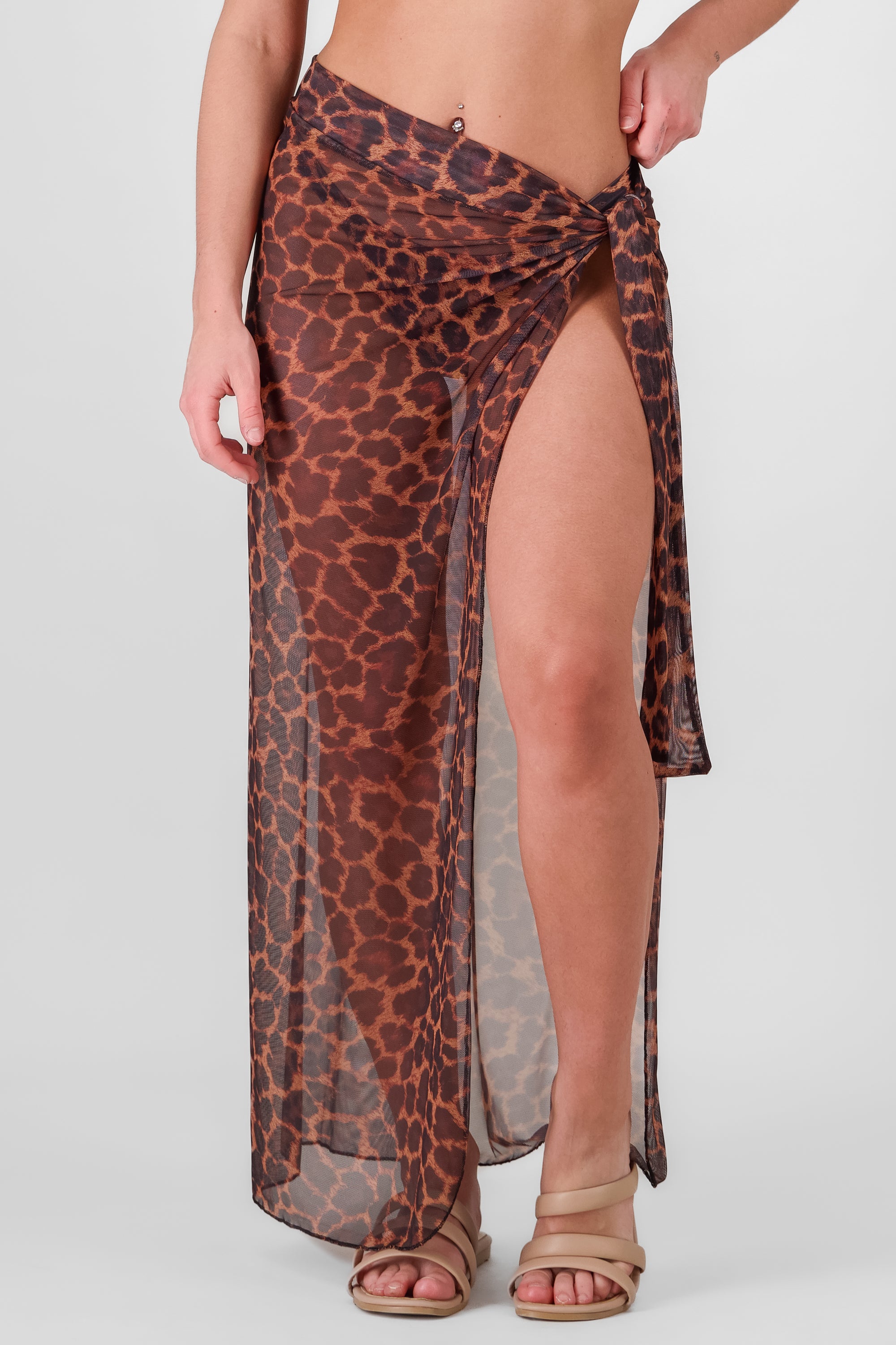 Leopard Print Beach Cover Up BROWN COMBO