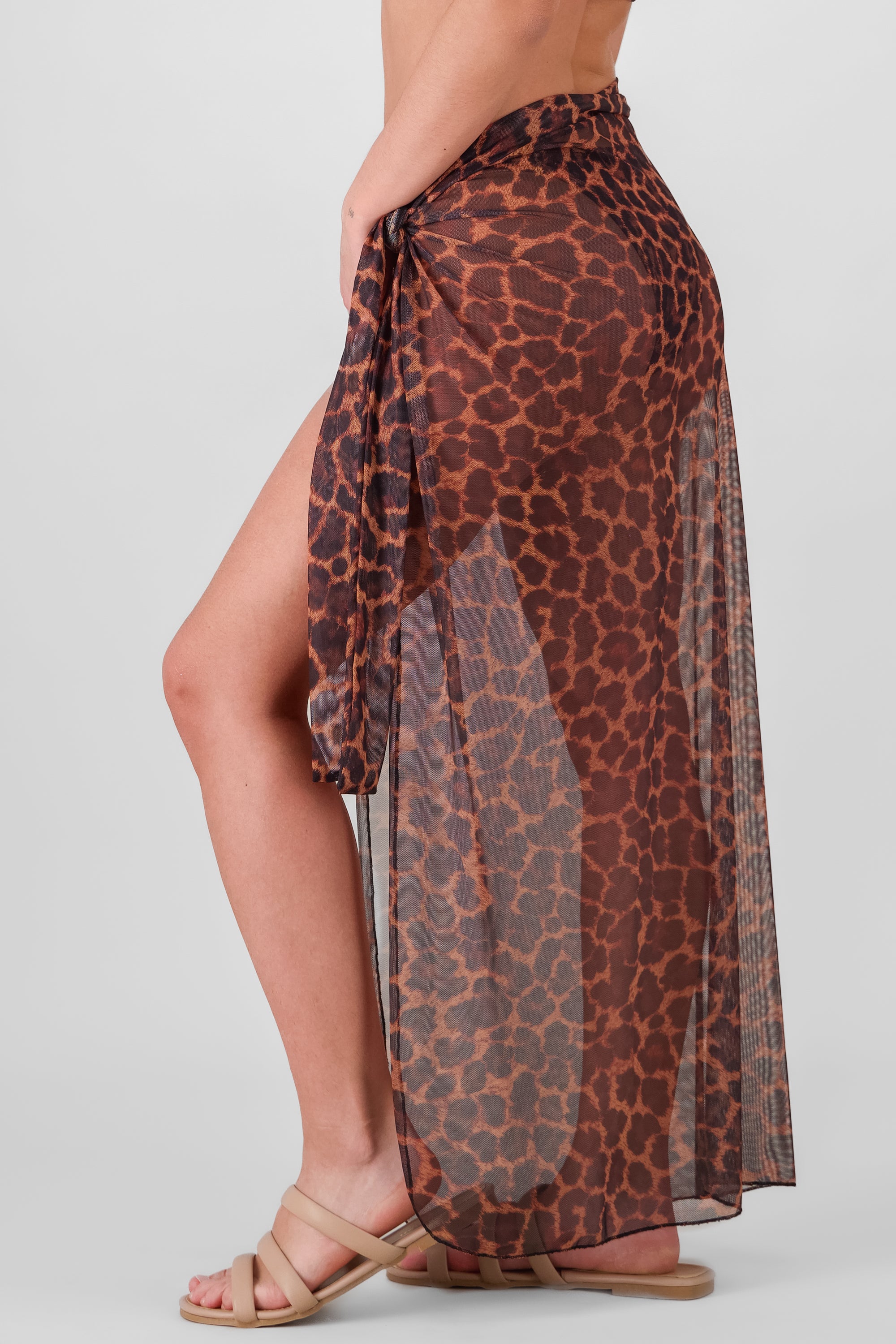 Leopard Print Beach Cover Up BROWN COMBO