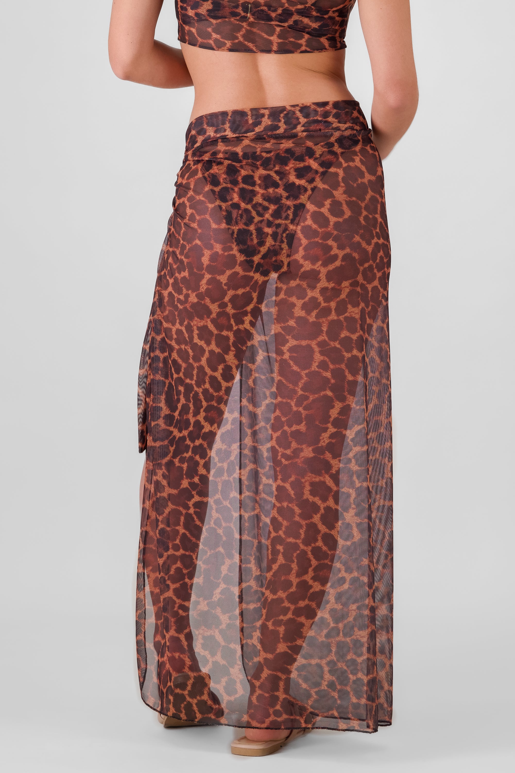 Leopard Print Beach Cover Up BROWN COMBO