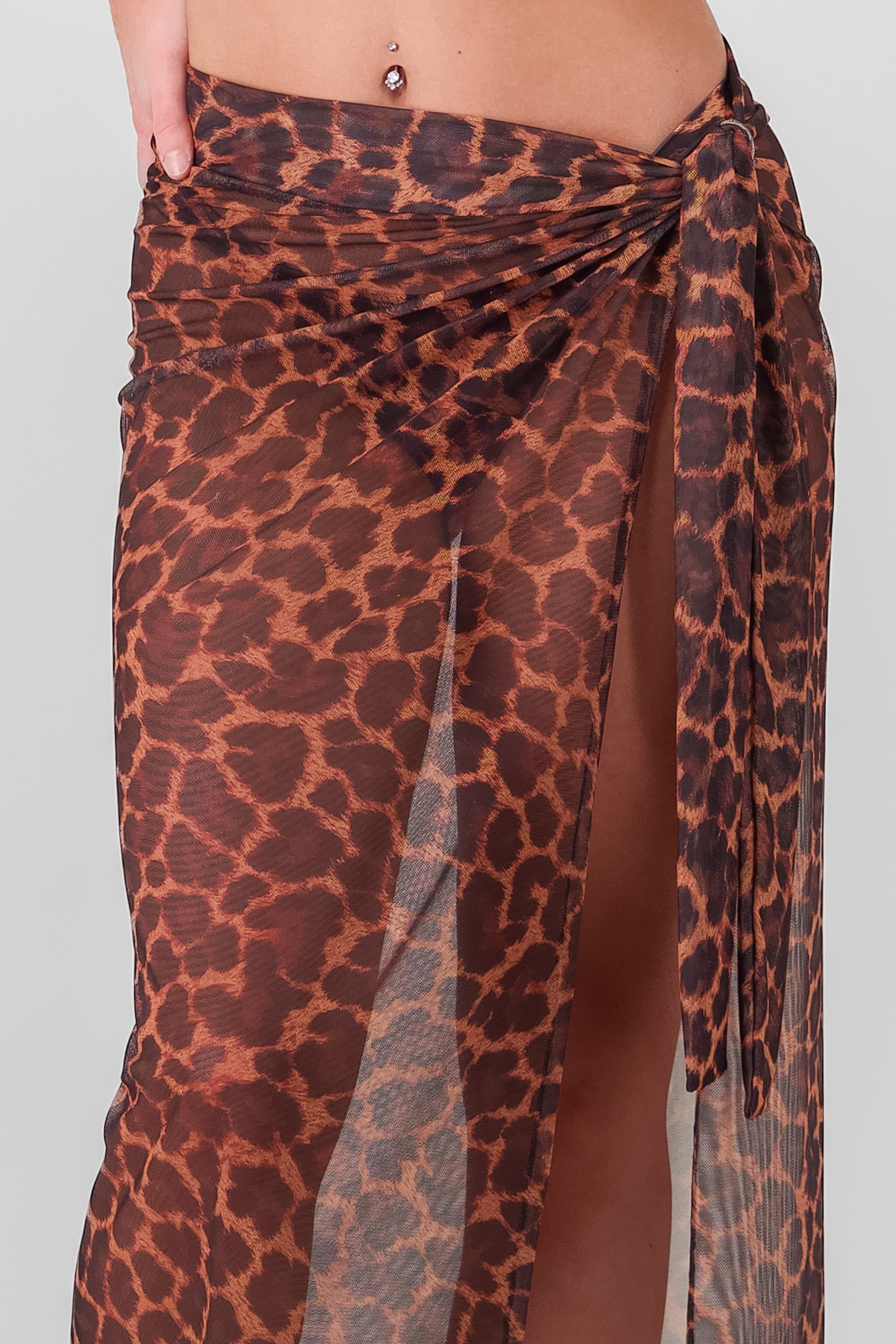 Leopard Print Beach Cover Up BROWN COMBO