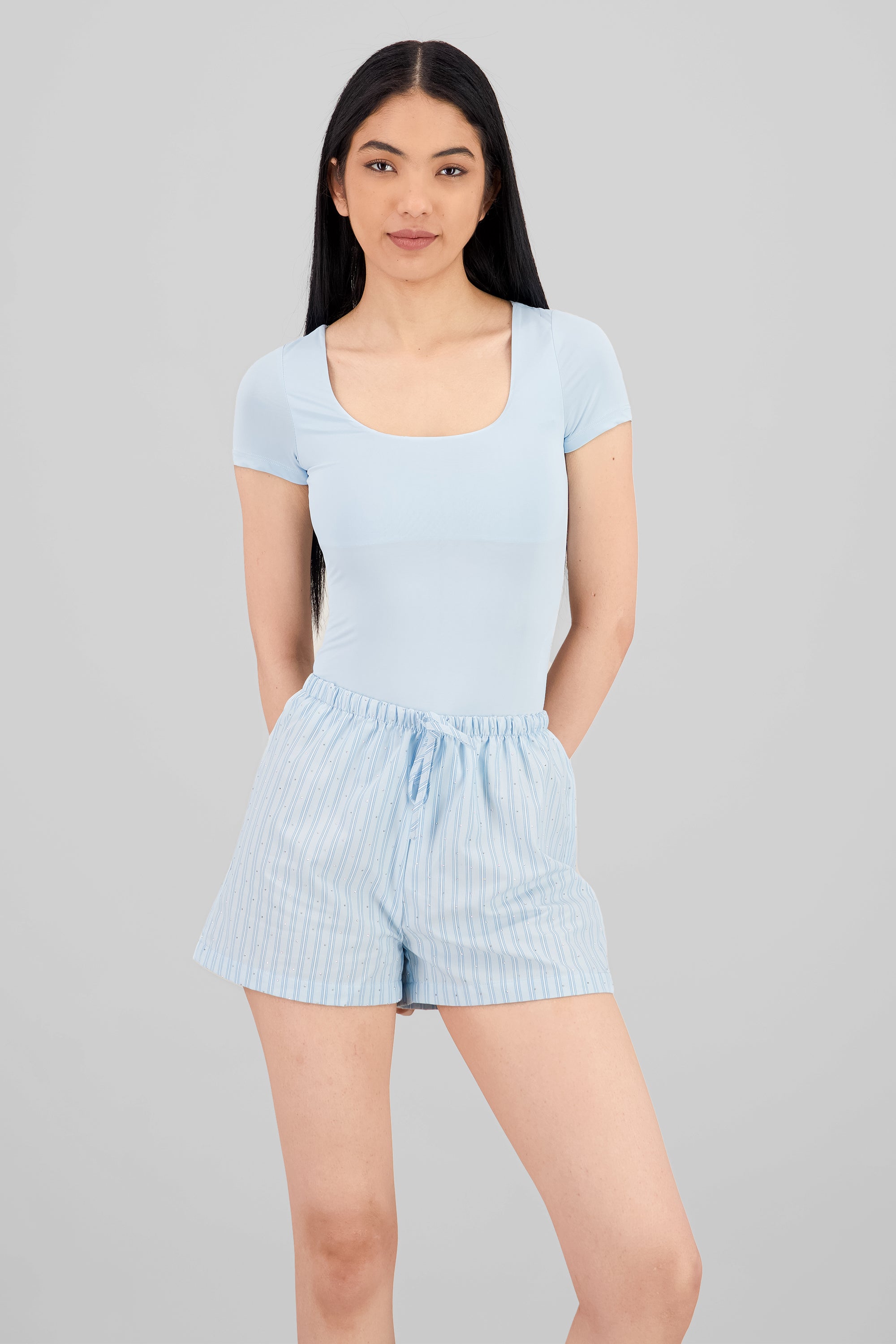 Double Layer Square Neck Bodysuit BLUE