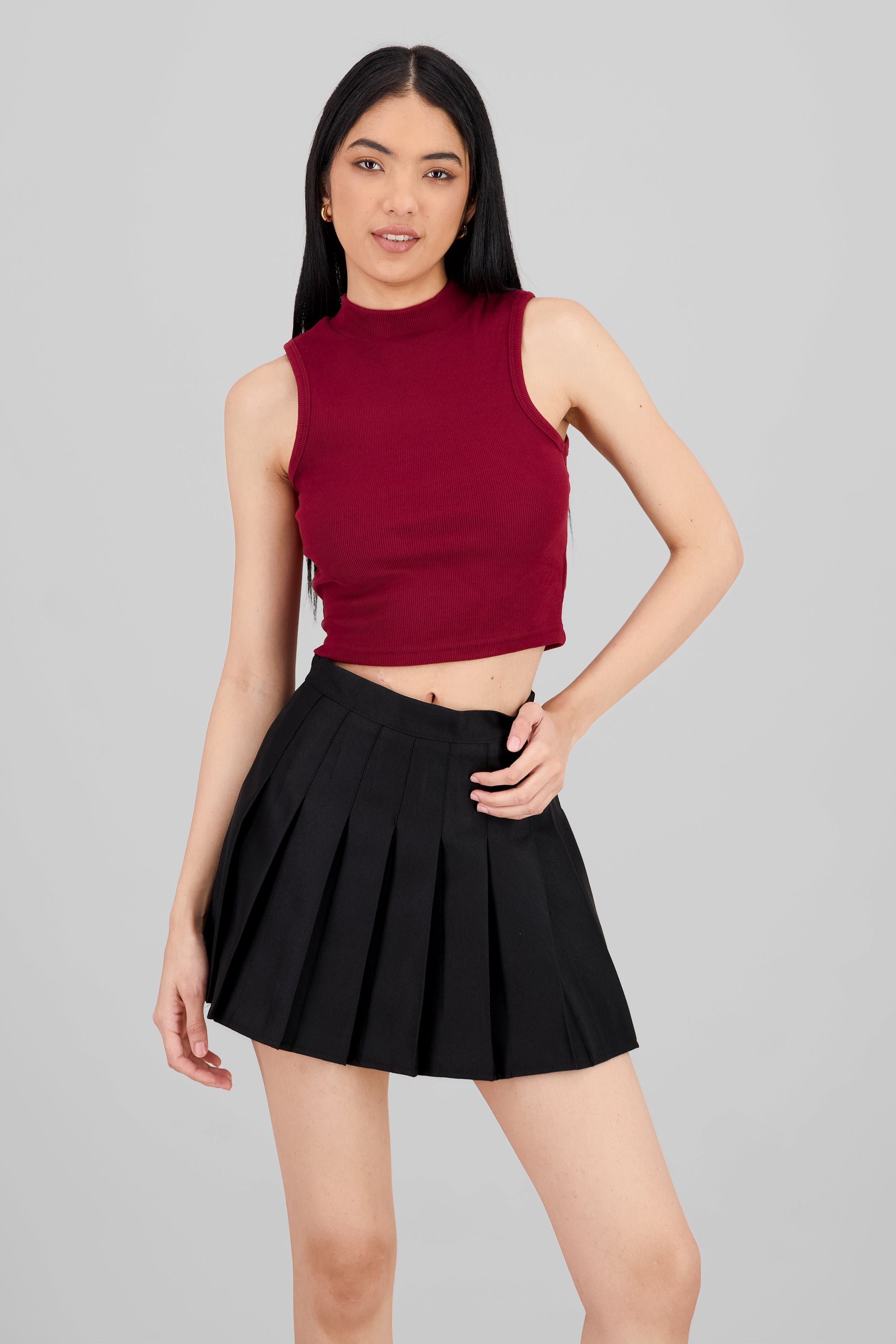 Soft Ribbed Sleeveless Top BURGUNDY