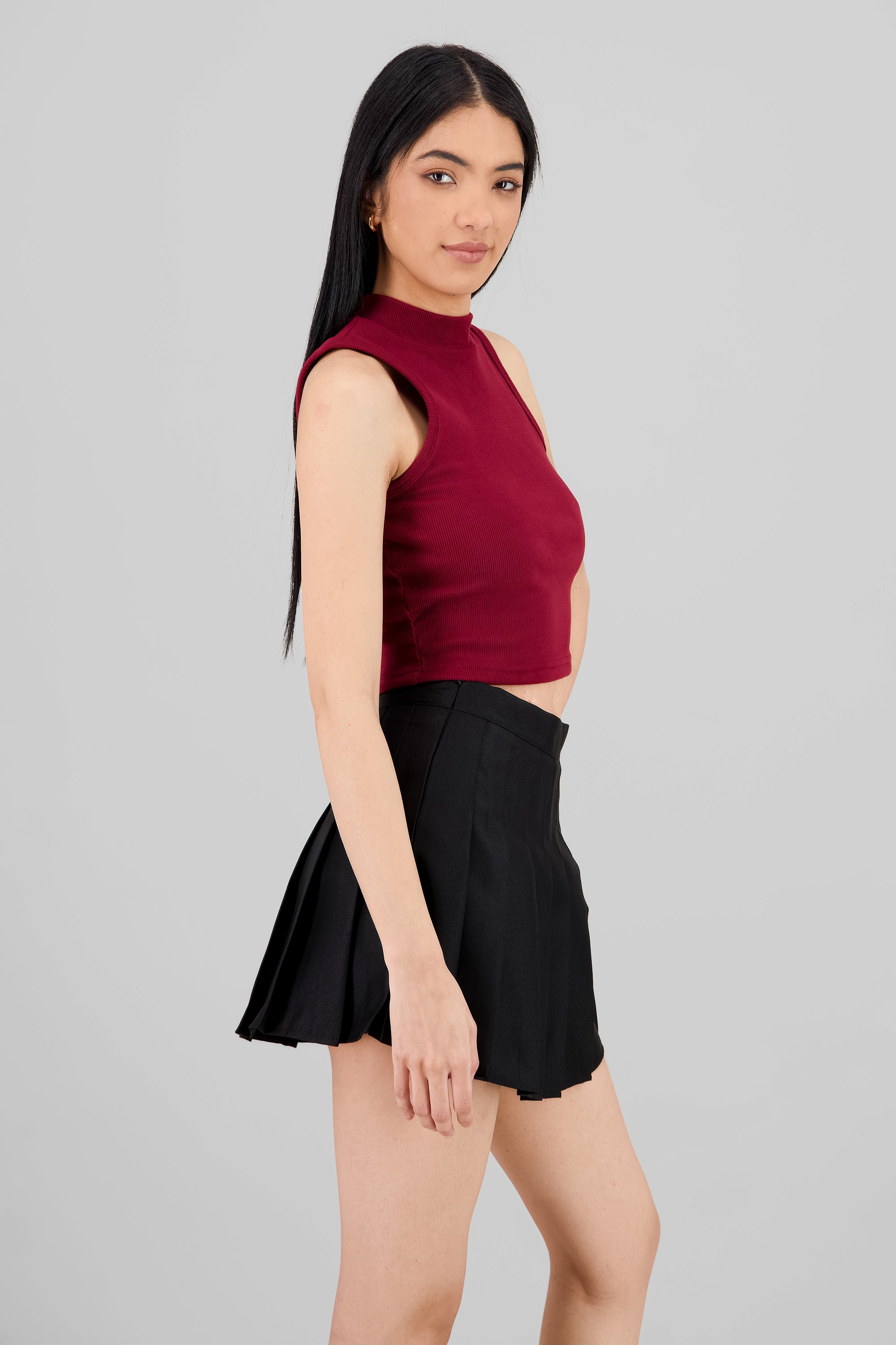 Soft Ribbed Sleeveless Top BURGUNDY