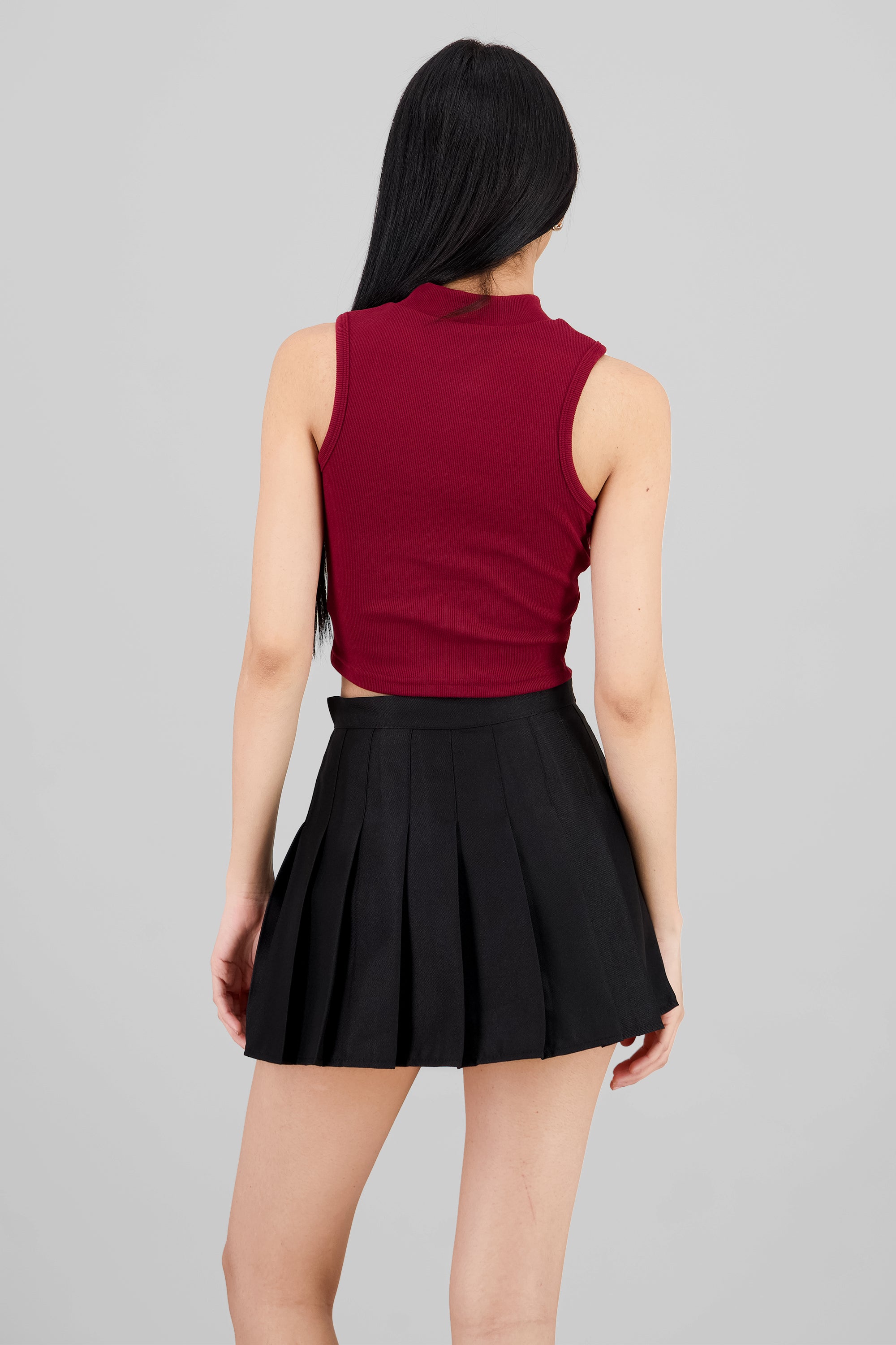 Soft Ribbed Sleeveless Top BURGUNDY