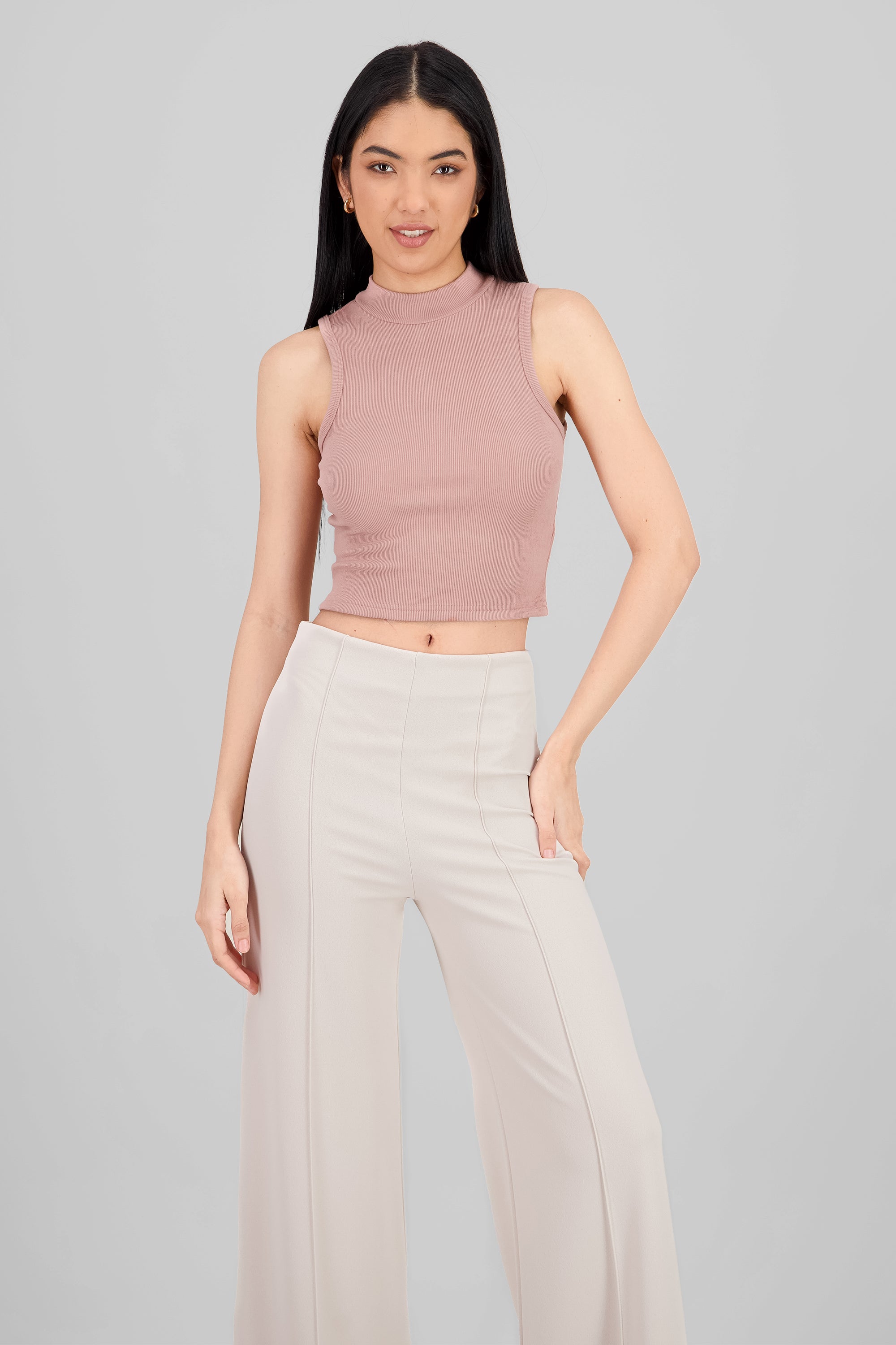 Soft Ribbed Sleeveless Top MAUVE