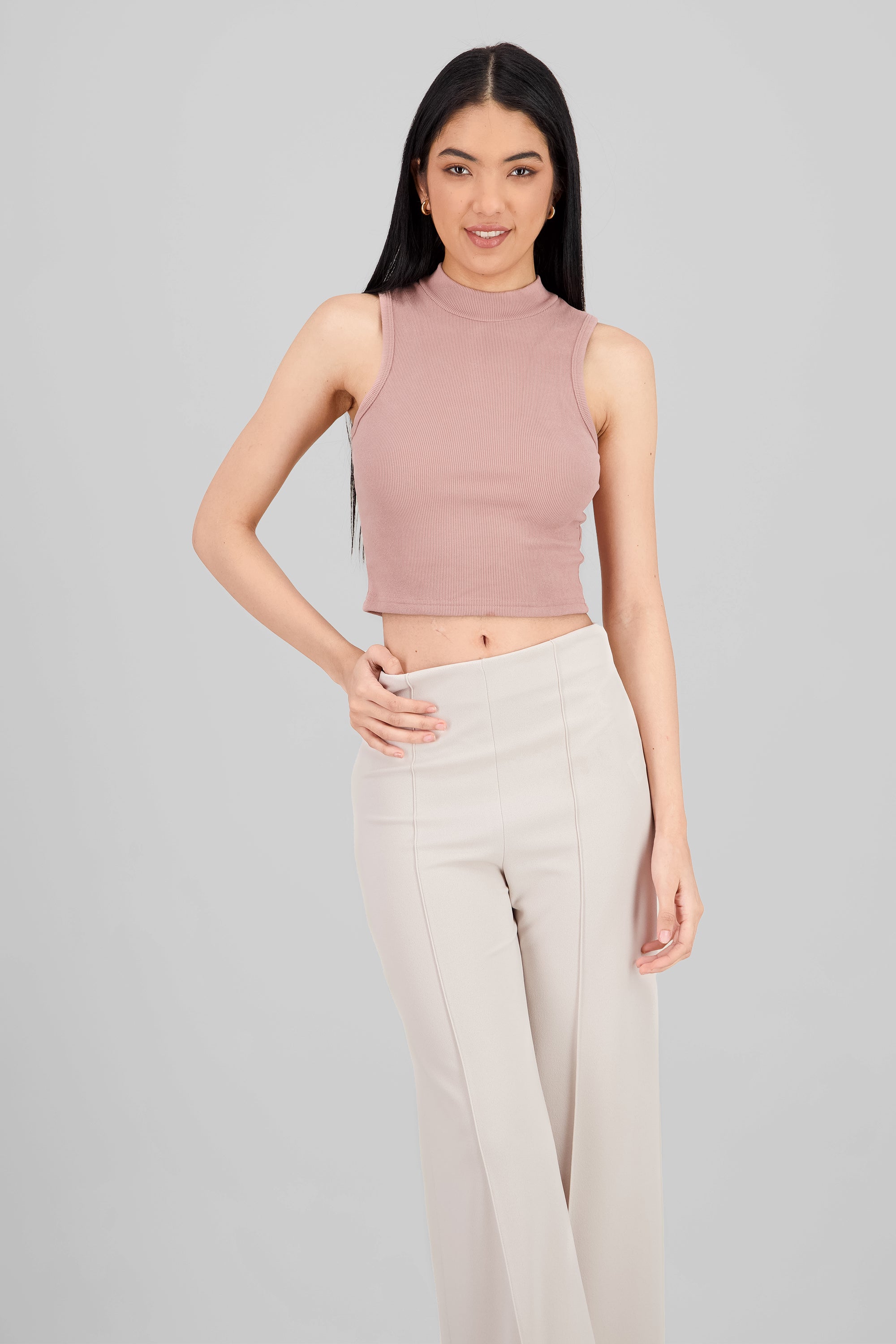 Soft Ribbed Sleeveless Top MAUVE