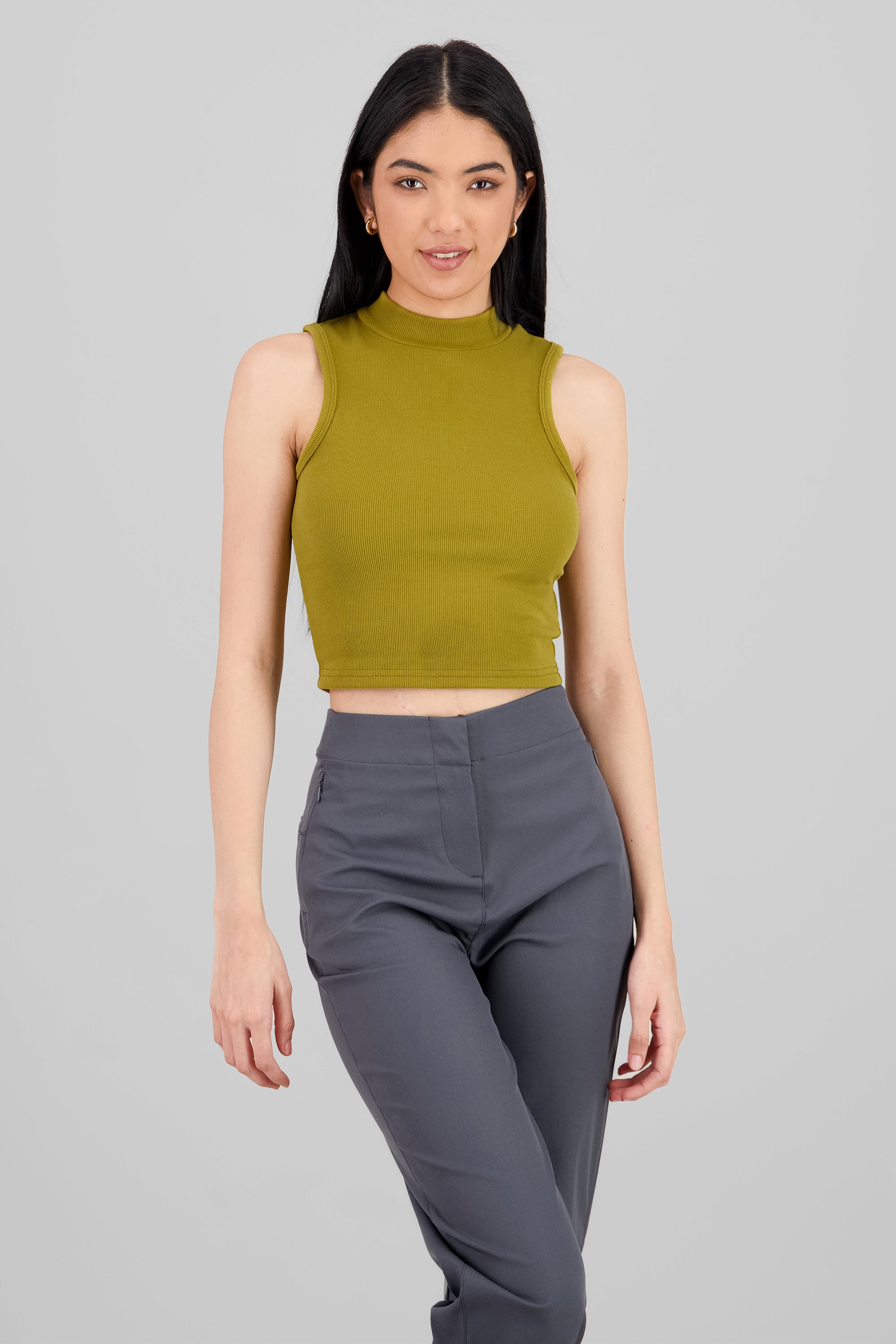 Soft Ribbed Sleeveless Top OLIVE