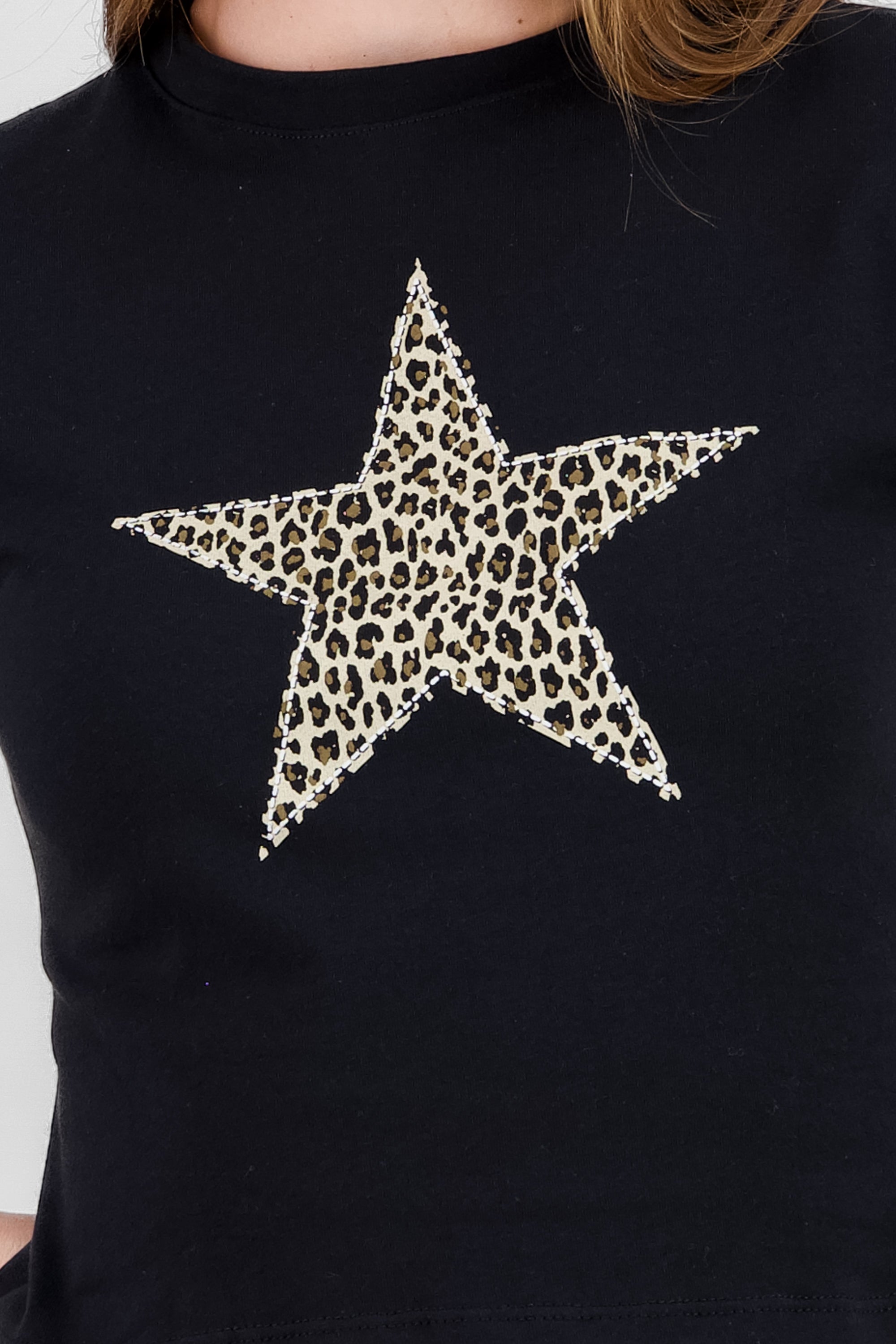 Animal Print Star Foil T Shirt BLACK COMBO