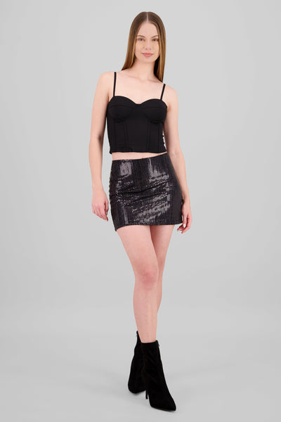 Metallic Effect Mini Skirt SILVER