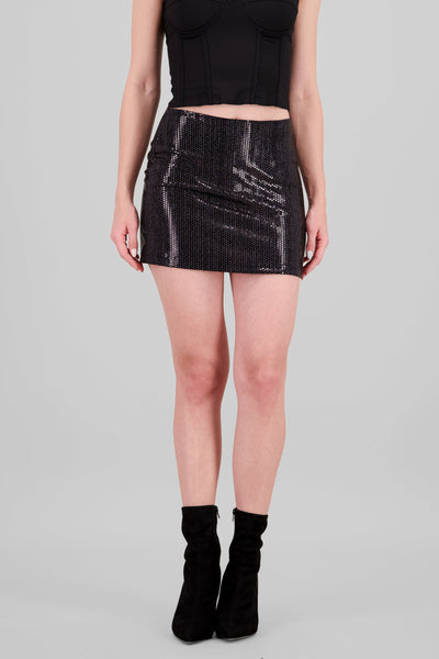 Metallic Effect Mini Skirt BLACK