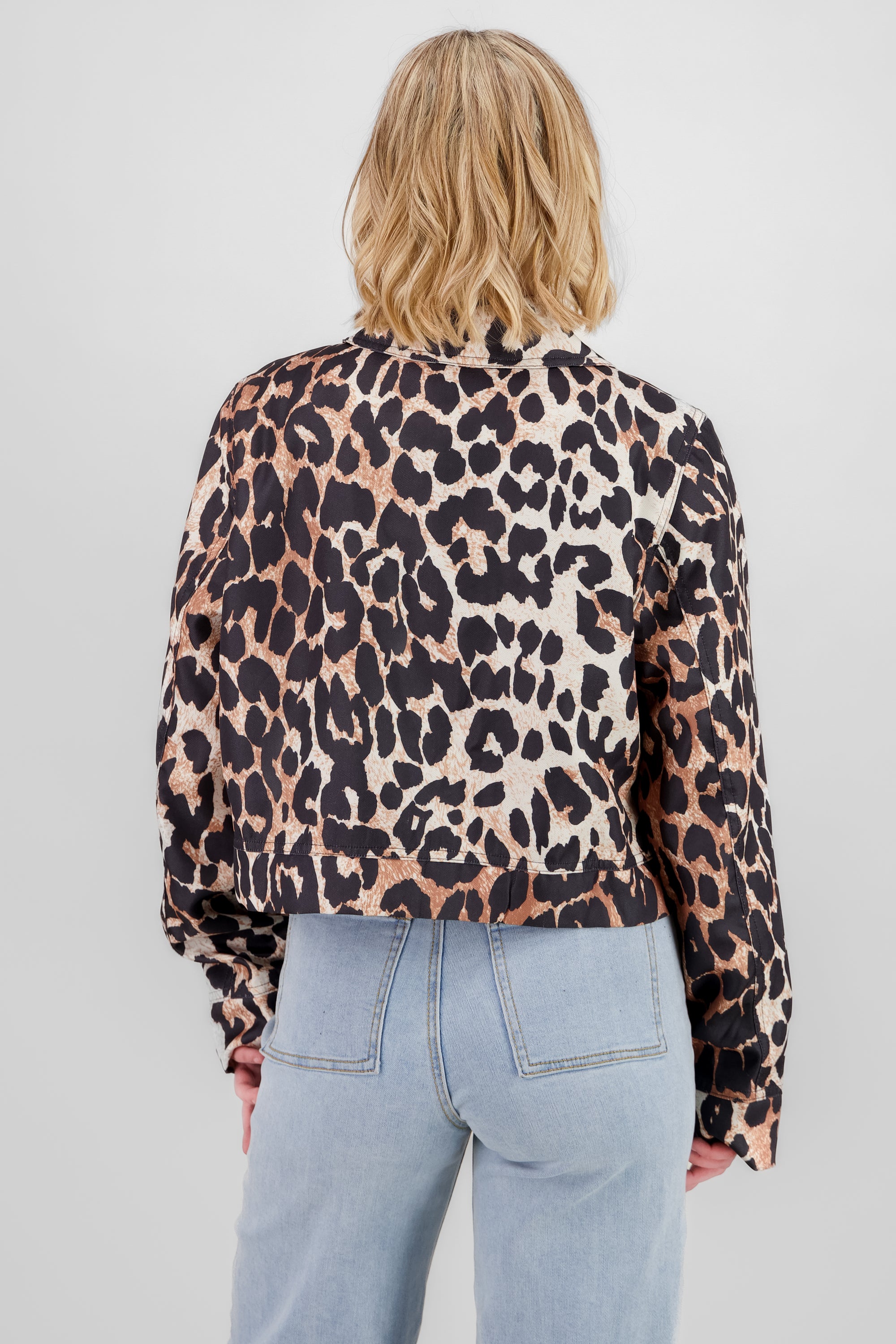 Animal Print Cargo Jacket BROWN COMBO