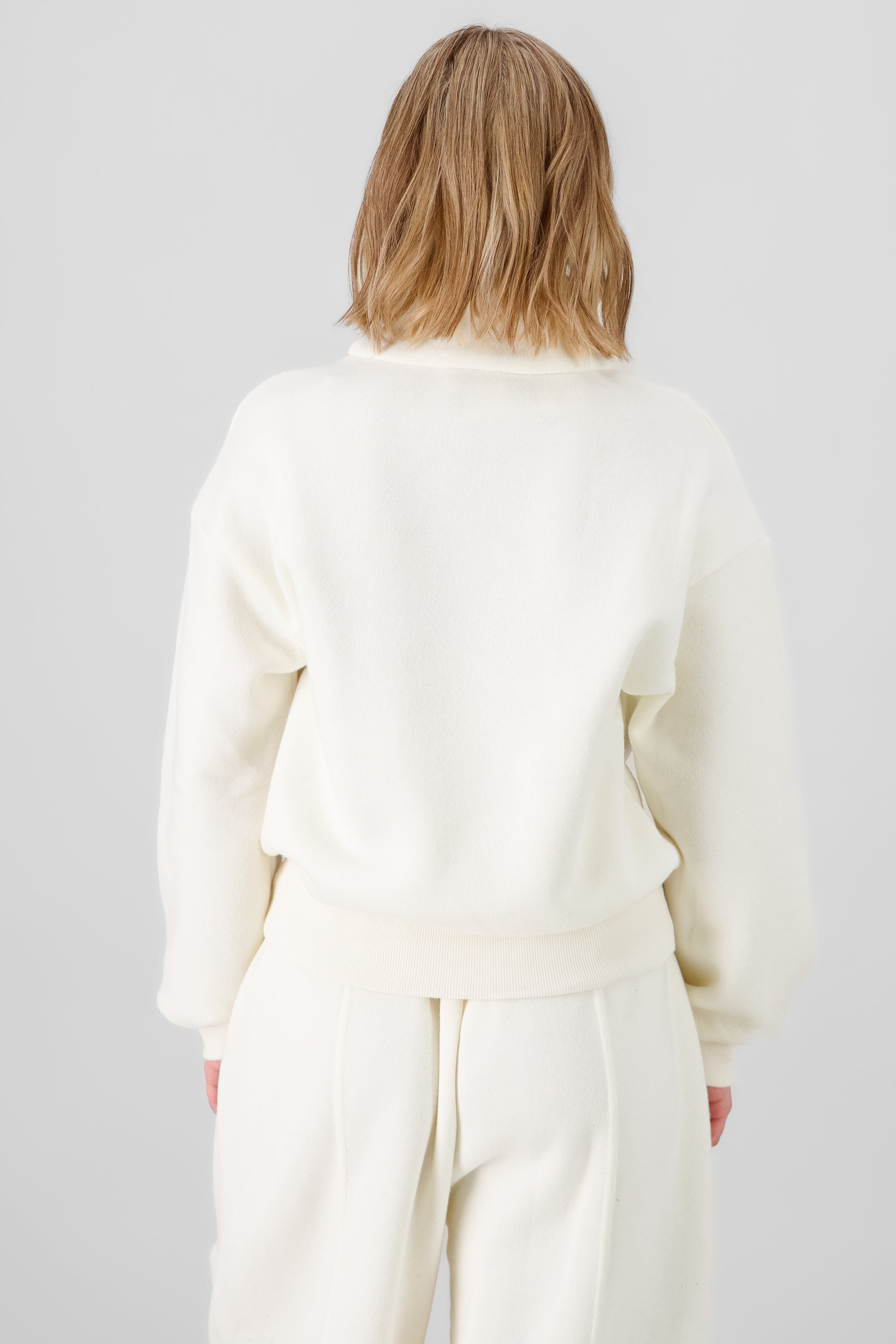 Solid Fleece Sweatshirt with Zipper CREAM