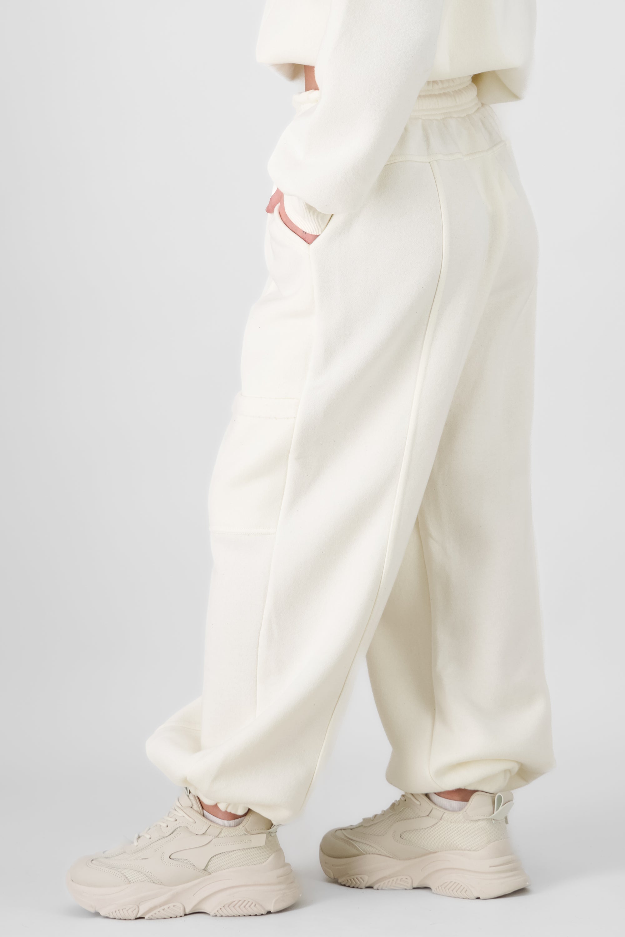 Fleece Joggers with Waistband CREAM