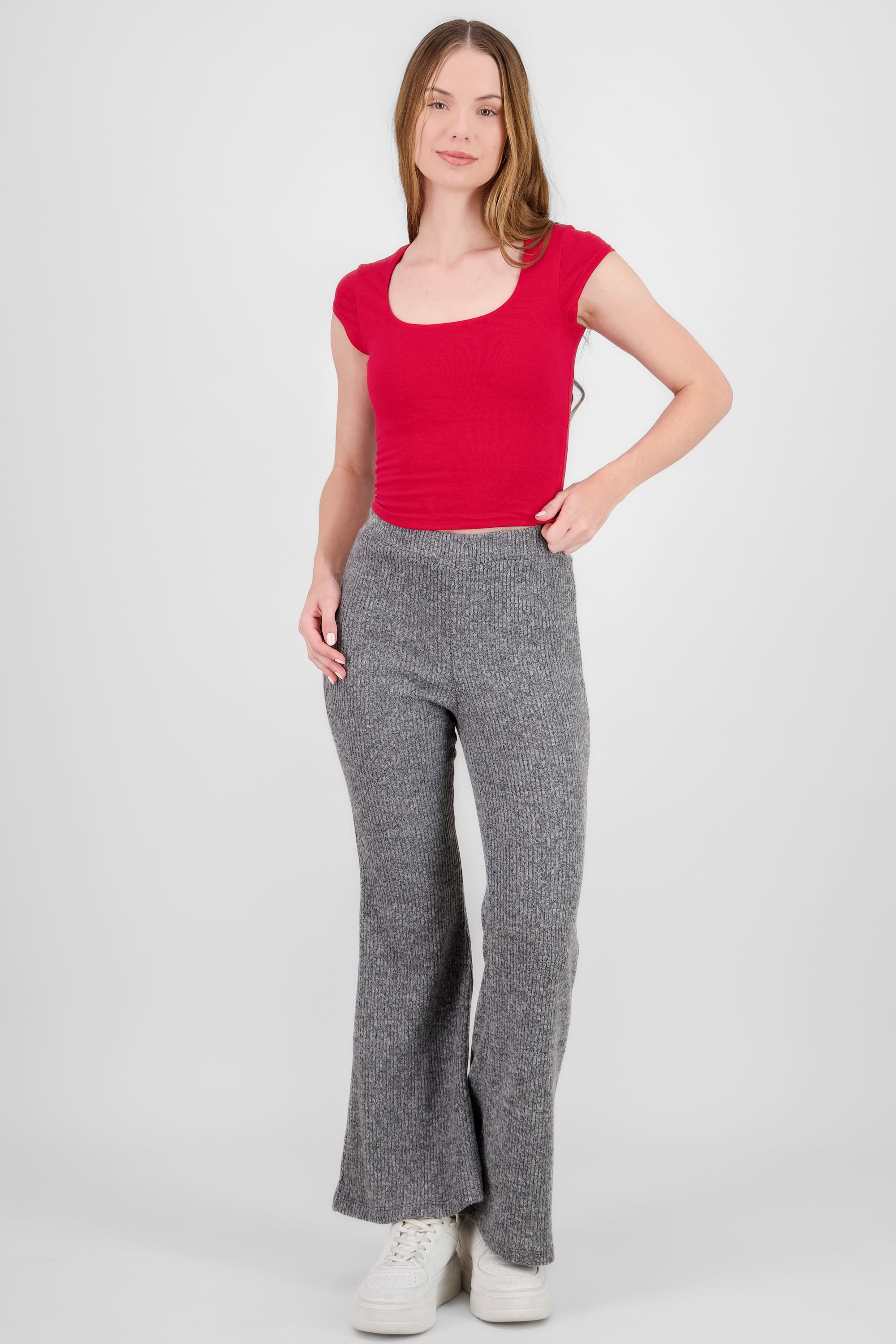 Wide Knit Pants HEATHER GRAY