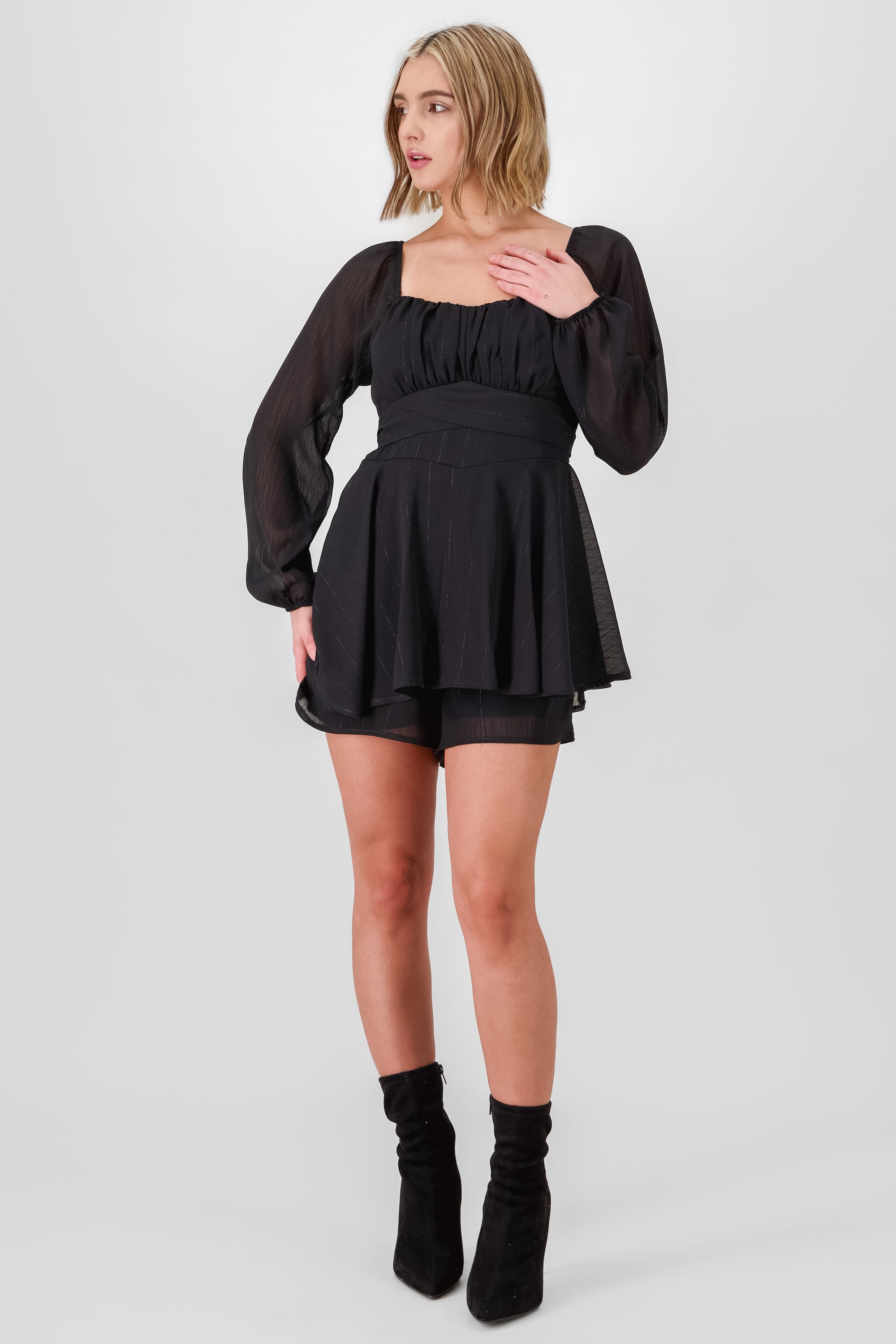 Long Sleeve Mini Dress BLACK