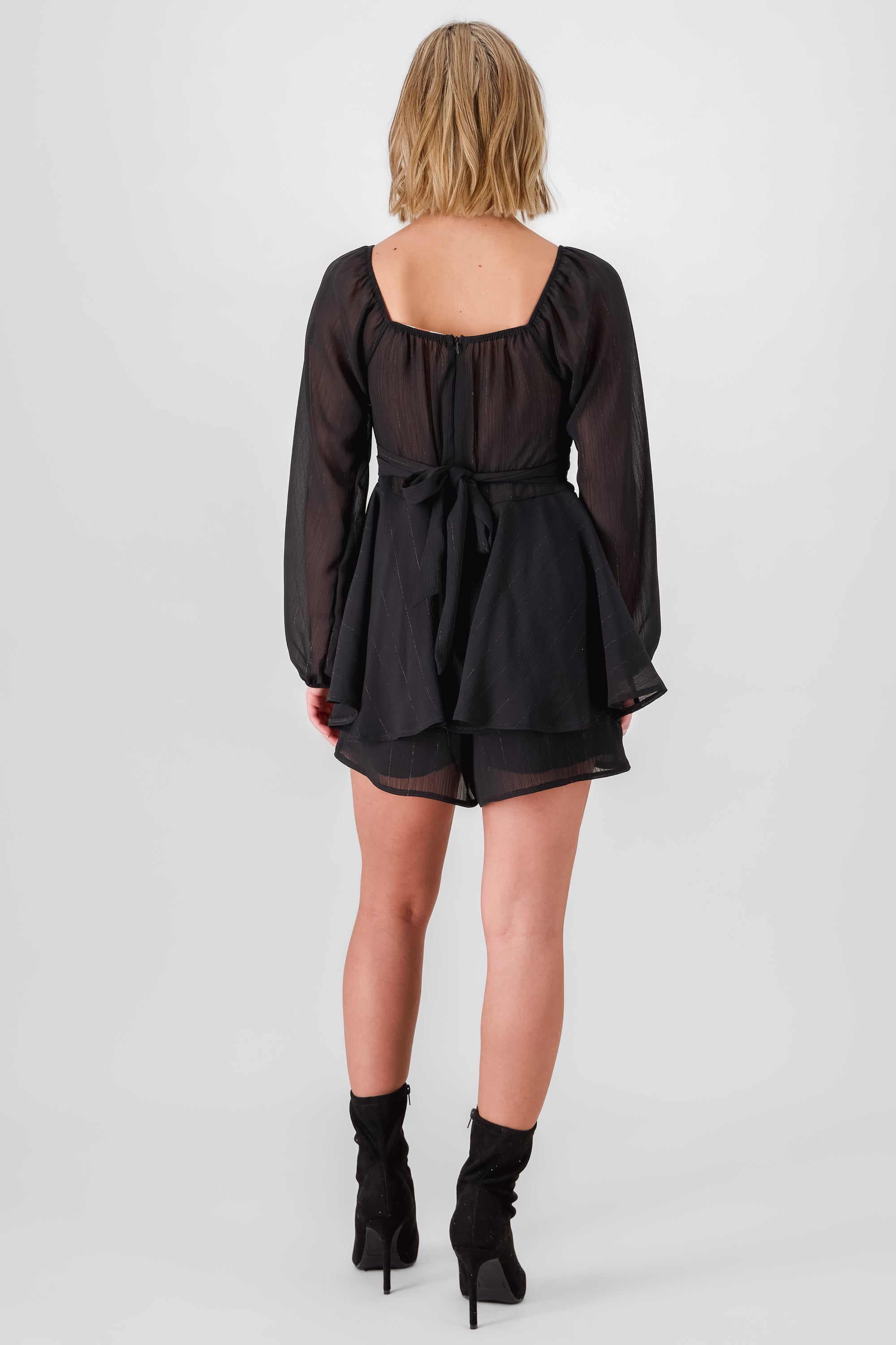 Long Sleeve Mini Dress BLACK