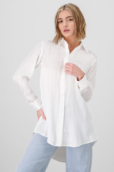 Oversized Satin Shirt WHITE