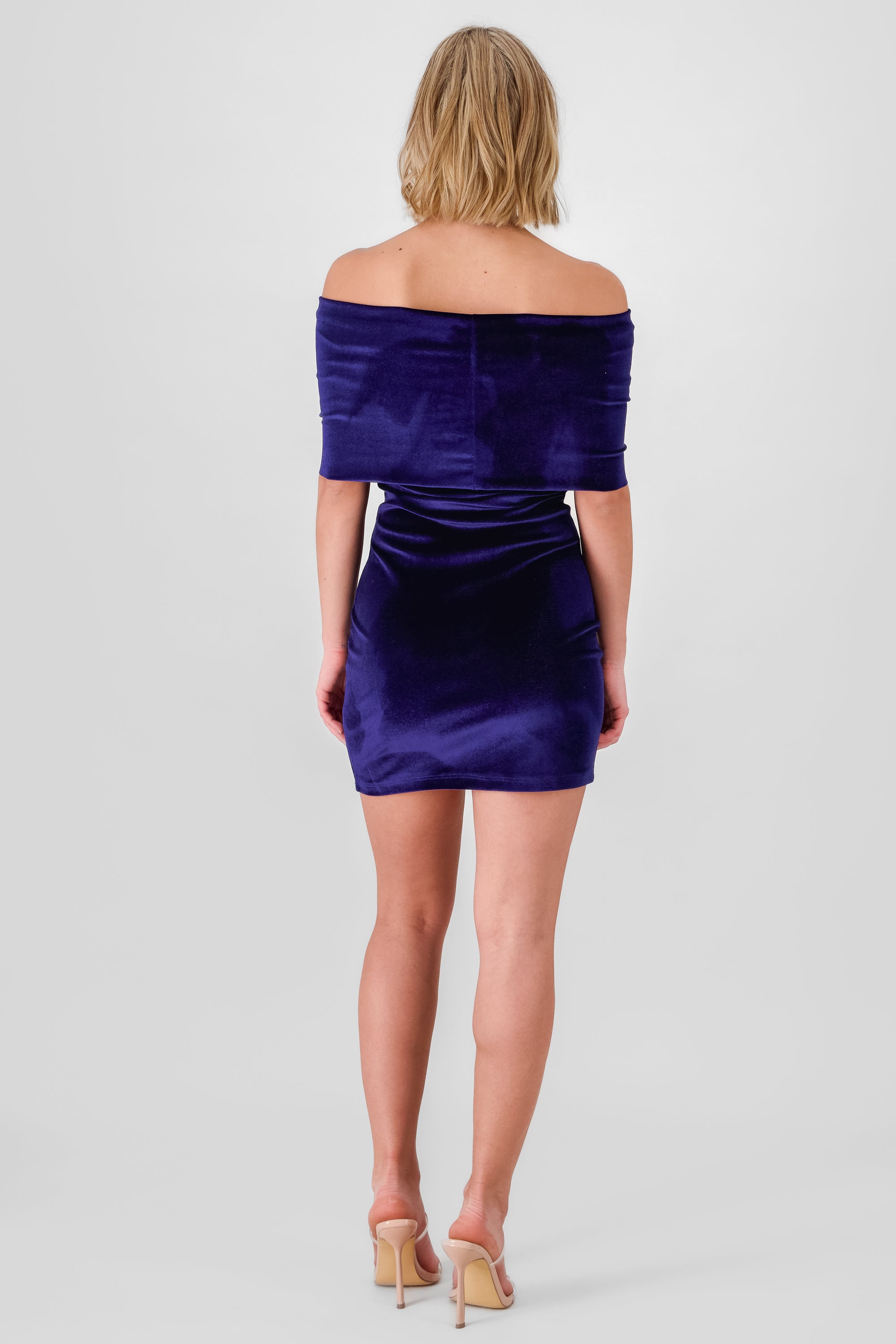 Off Shoulder Velvet Dress ROYAL BLUE