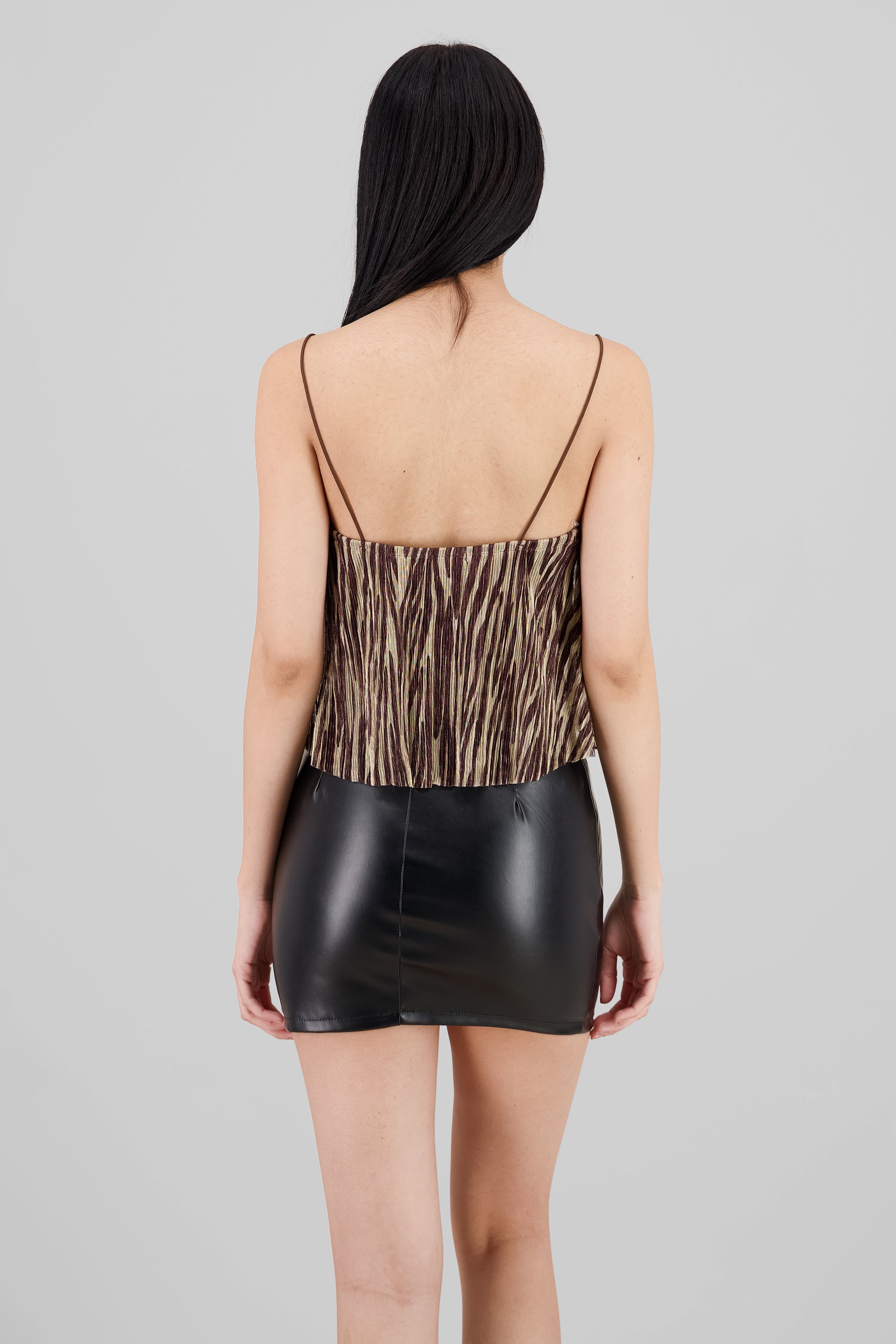 Flowy Strappy Animal Print Blouse BLACK COMBO