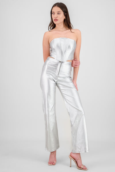 Metallic Wide Pants SILVER