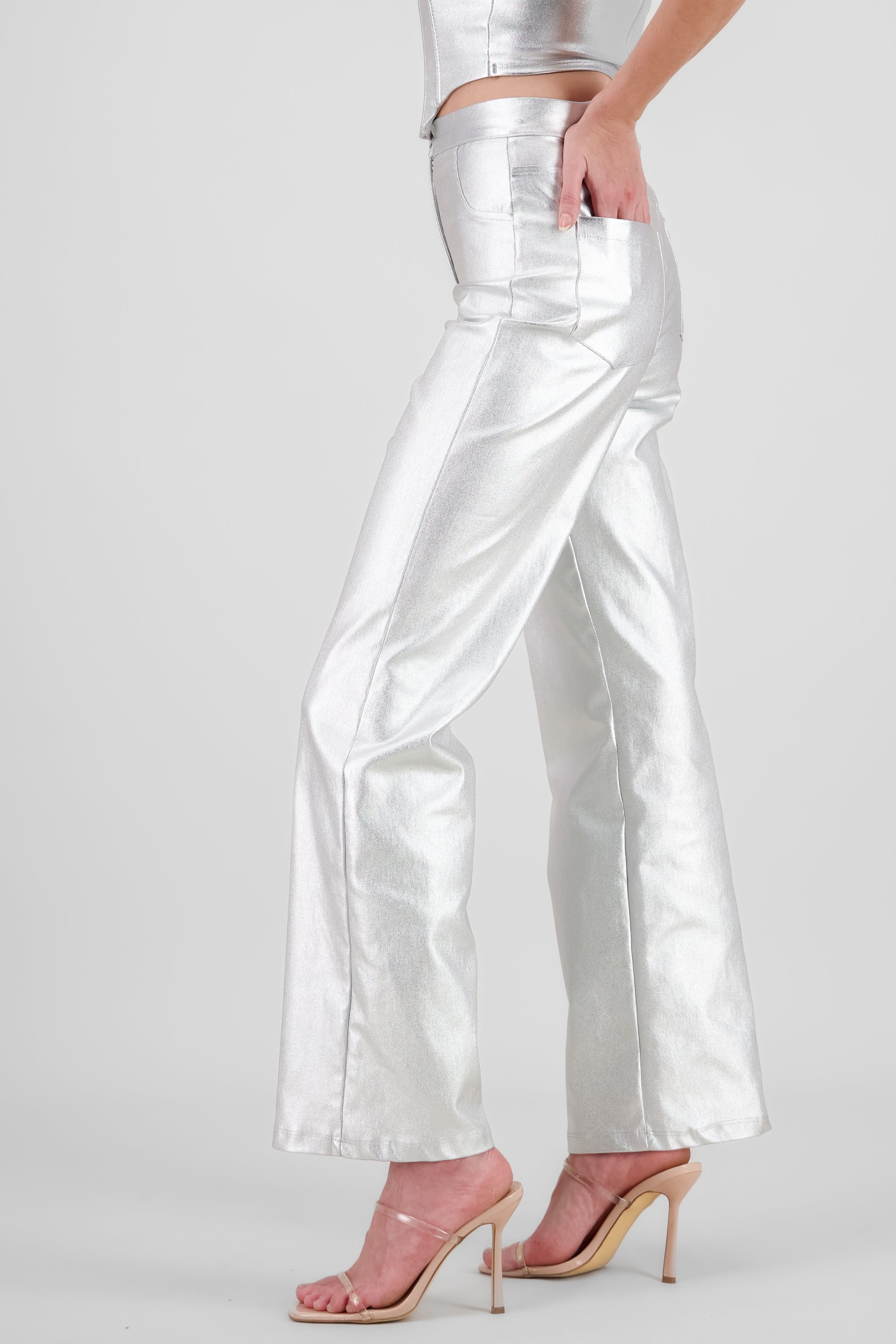 Metallic Wide Pants SILVER