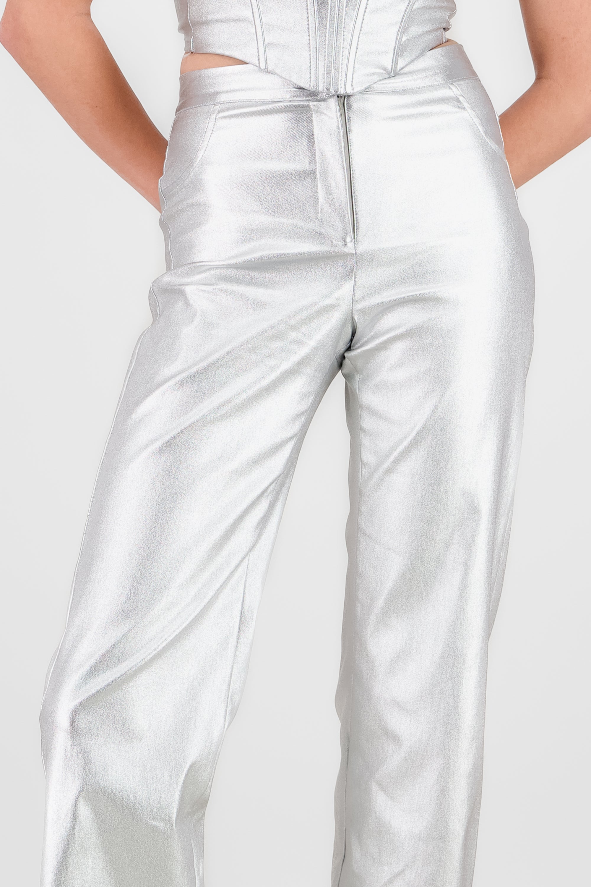 Metallic Wide Pants SILVER