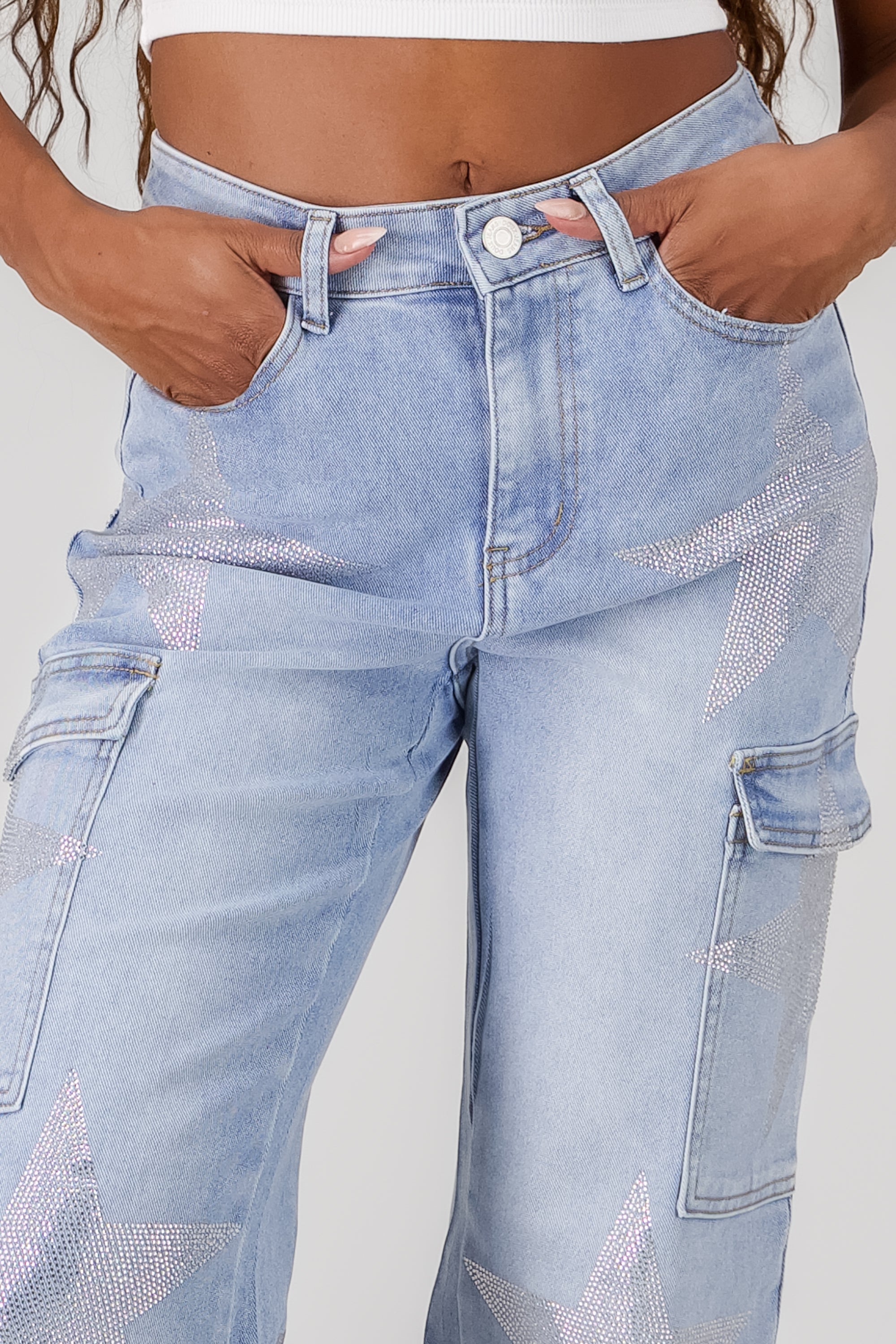 Cargo Wide Leg Jeans LIGHT WASH