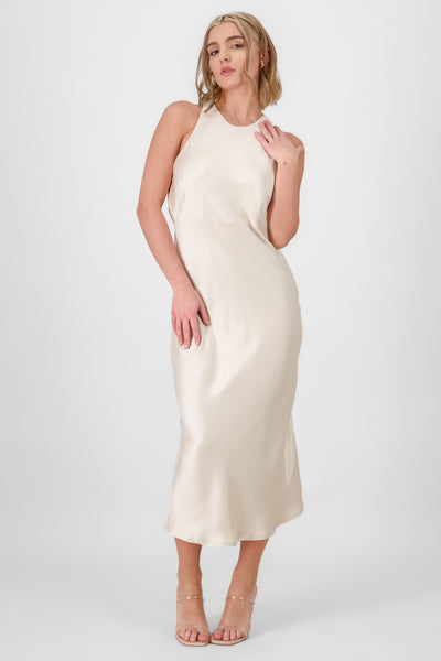 Satin Midi Dress IVORY