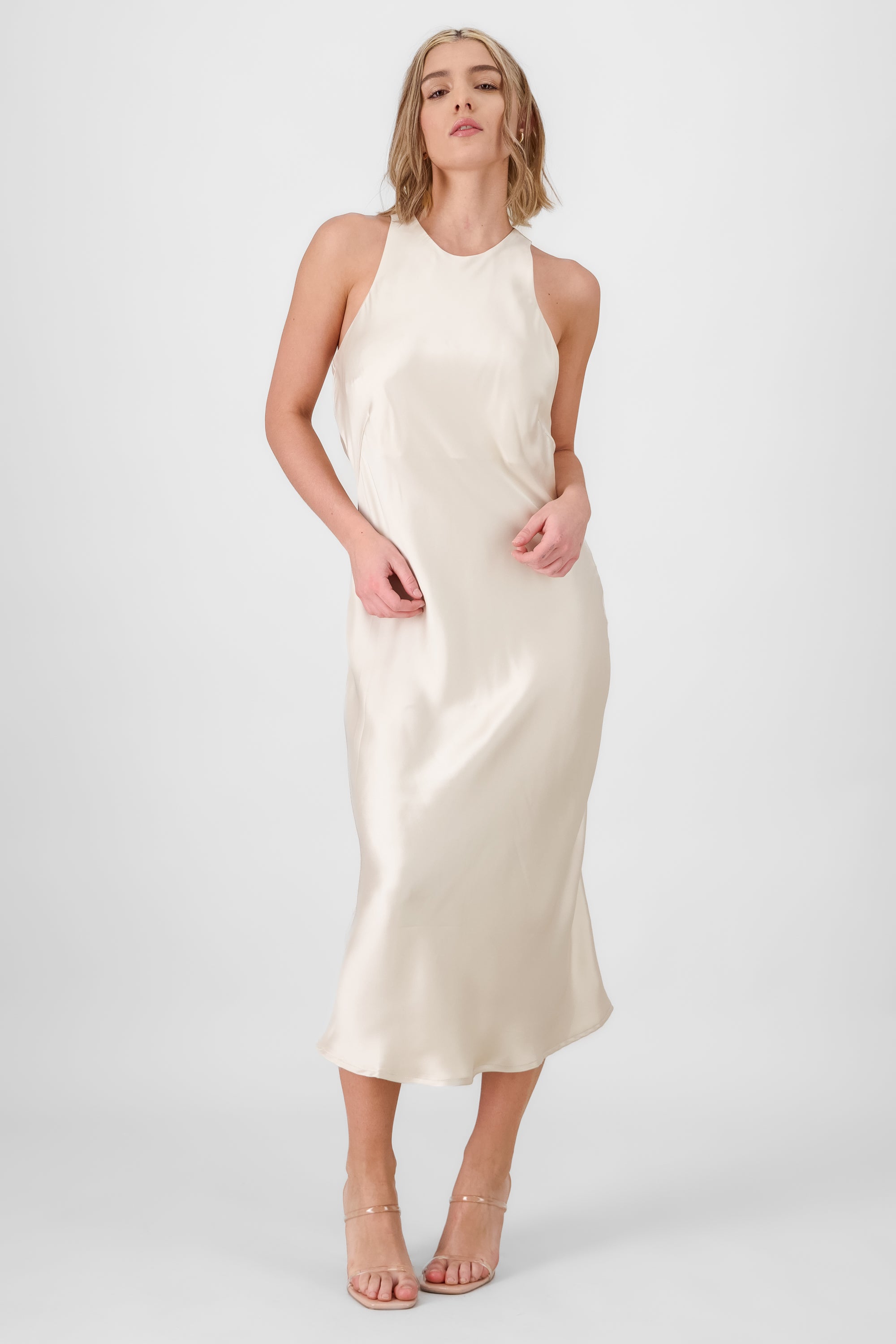 Satin Midi Dress IVORY