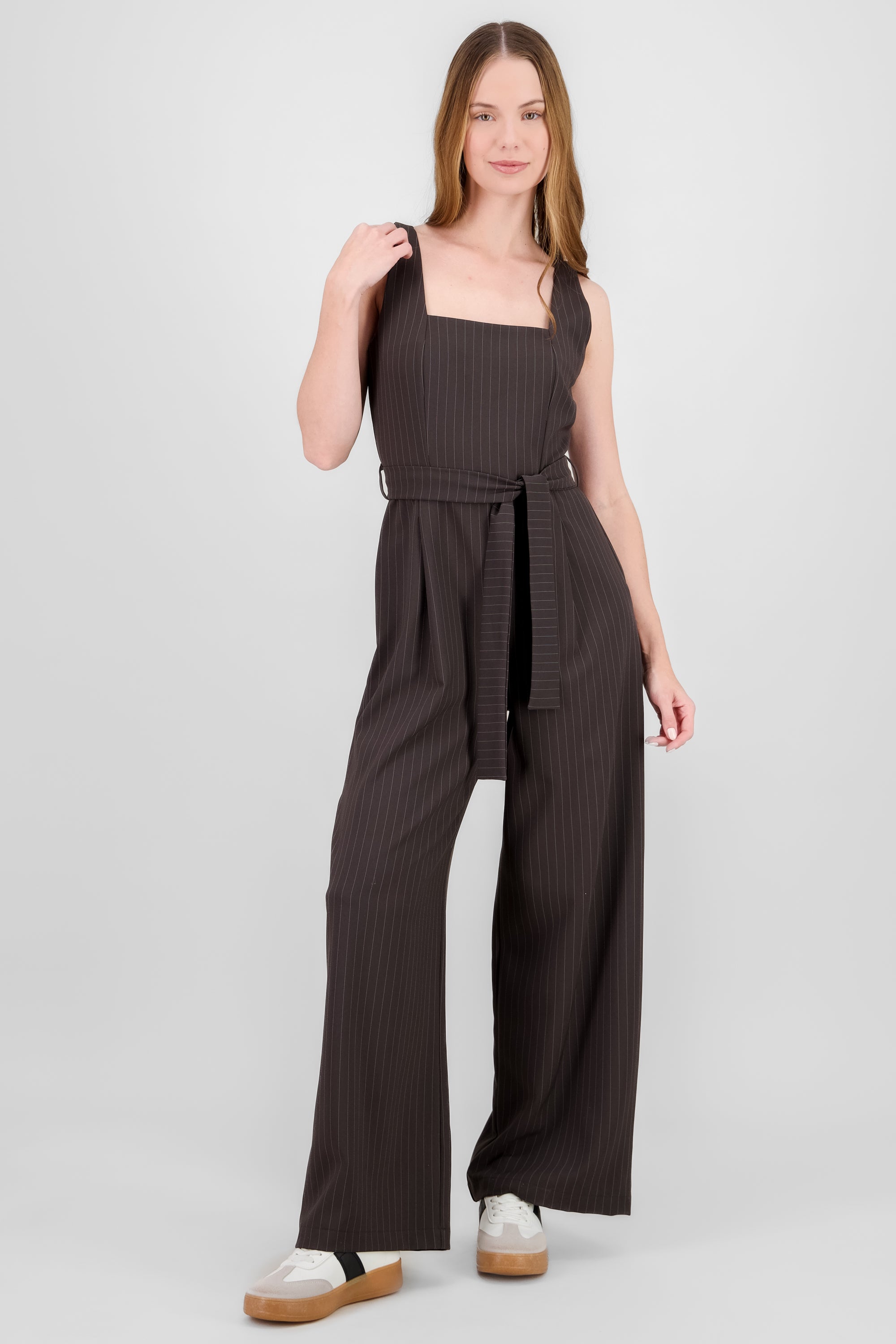 Striped Strappy Jumpsuit DARK GRAY