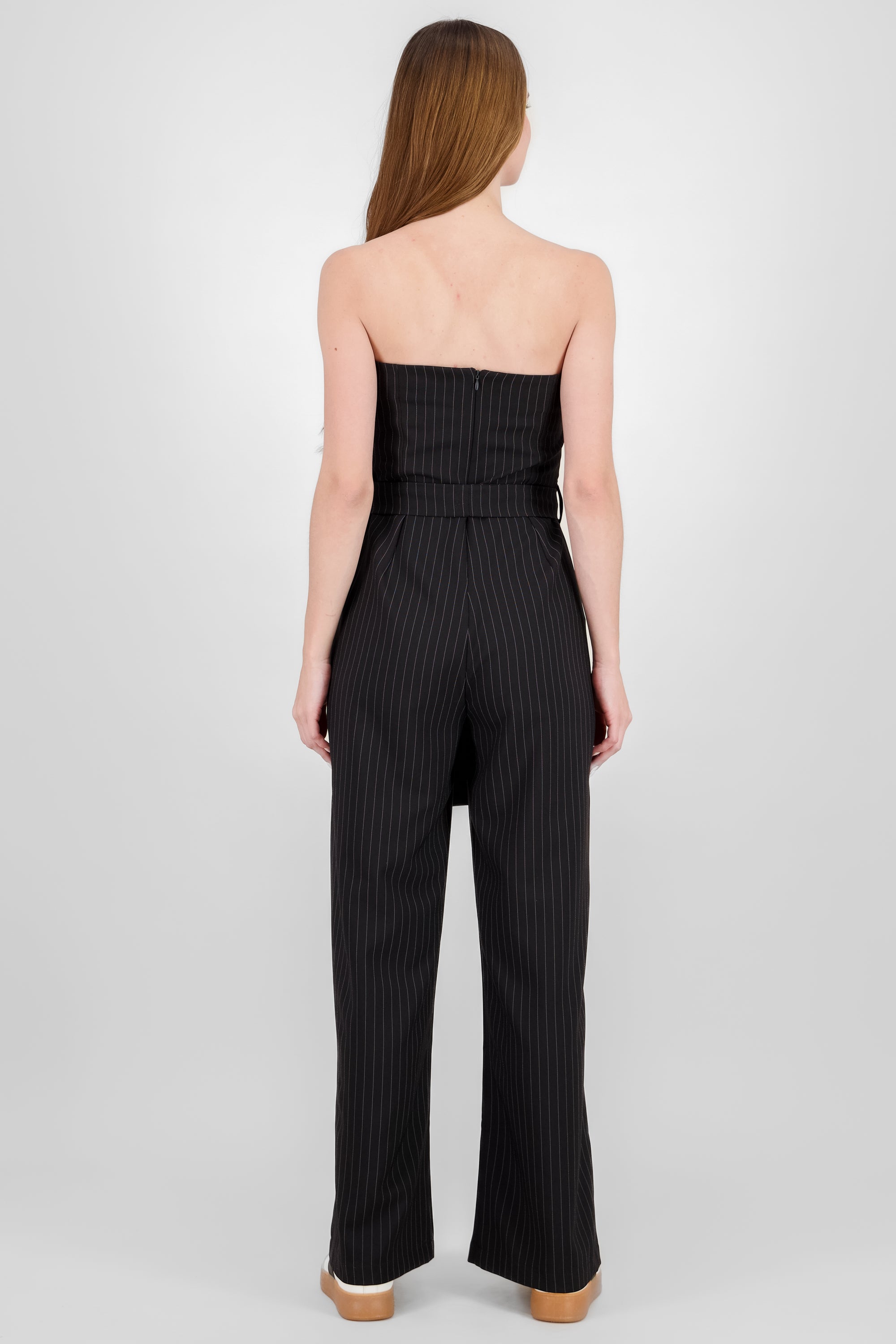 Striped Strapless Jumpsuit BLACK