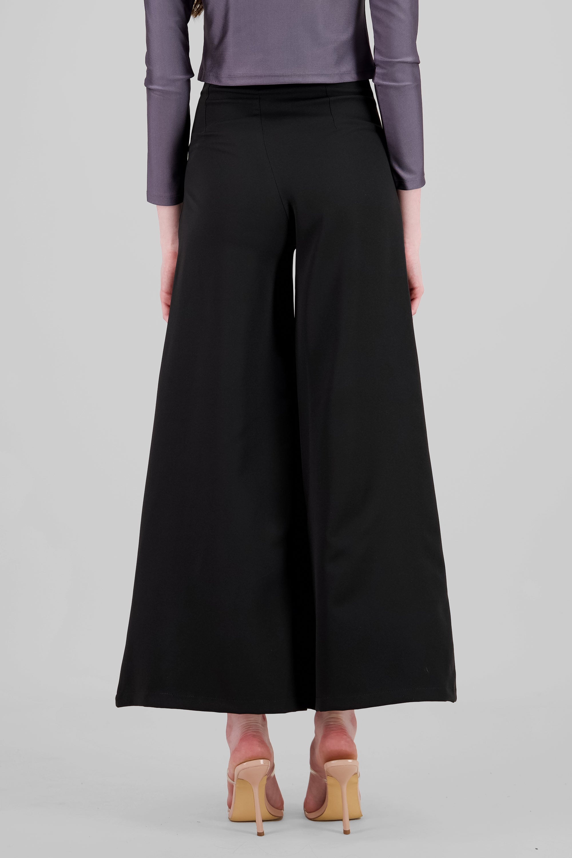 Solid Wide Leg Pants BLACK