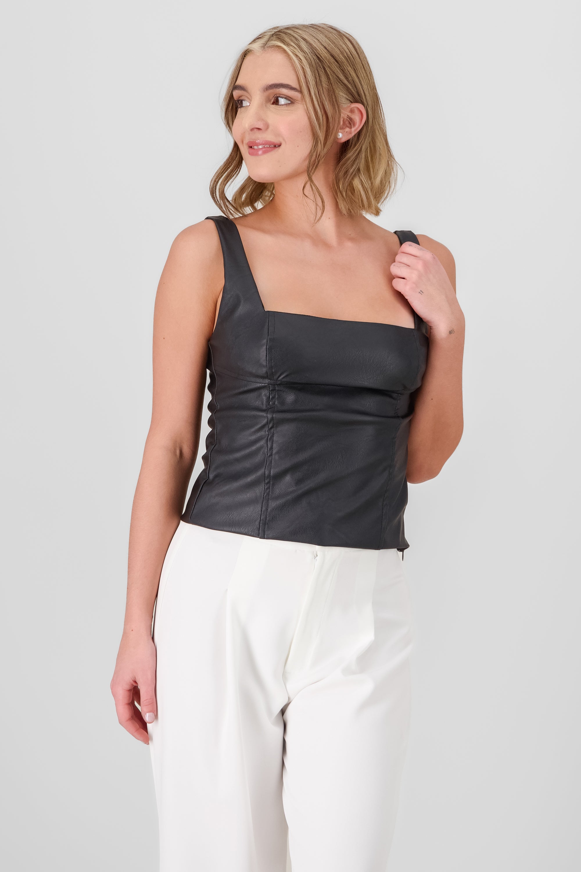 Faux leather Corset Top BLACK