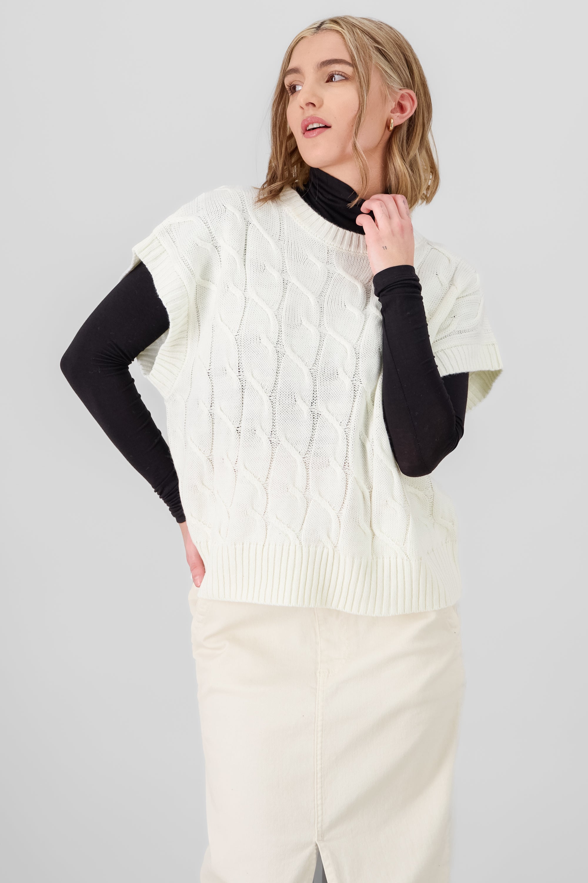 Oversized Knitted Vest CREAM