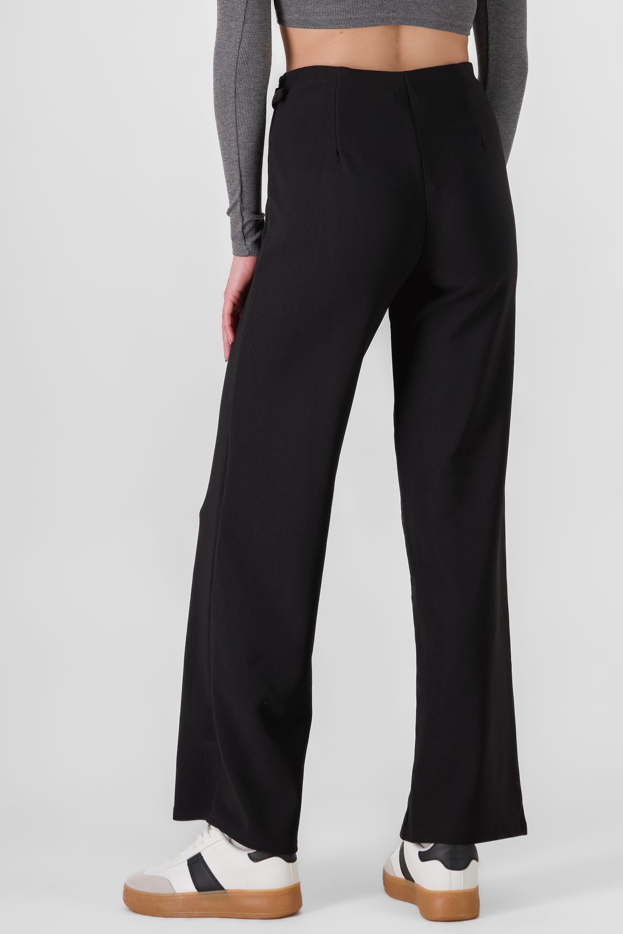 Solid Pants with Belt BLACK